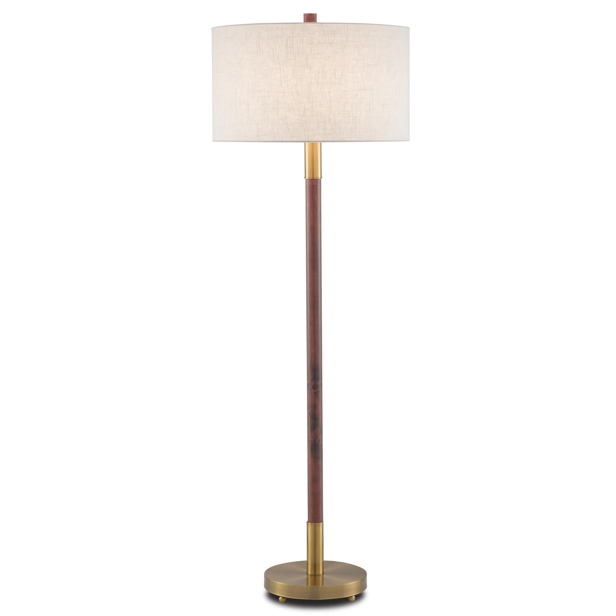 Shown in Mahogany/Antique Brass finish and Off White Linen shade