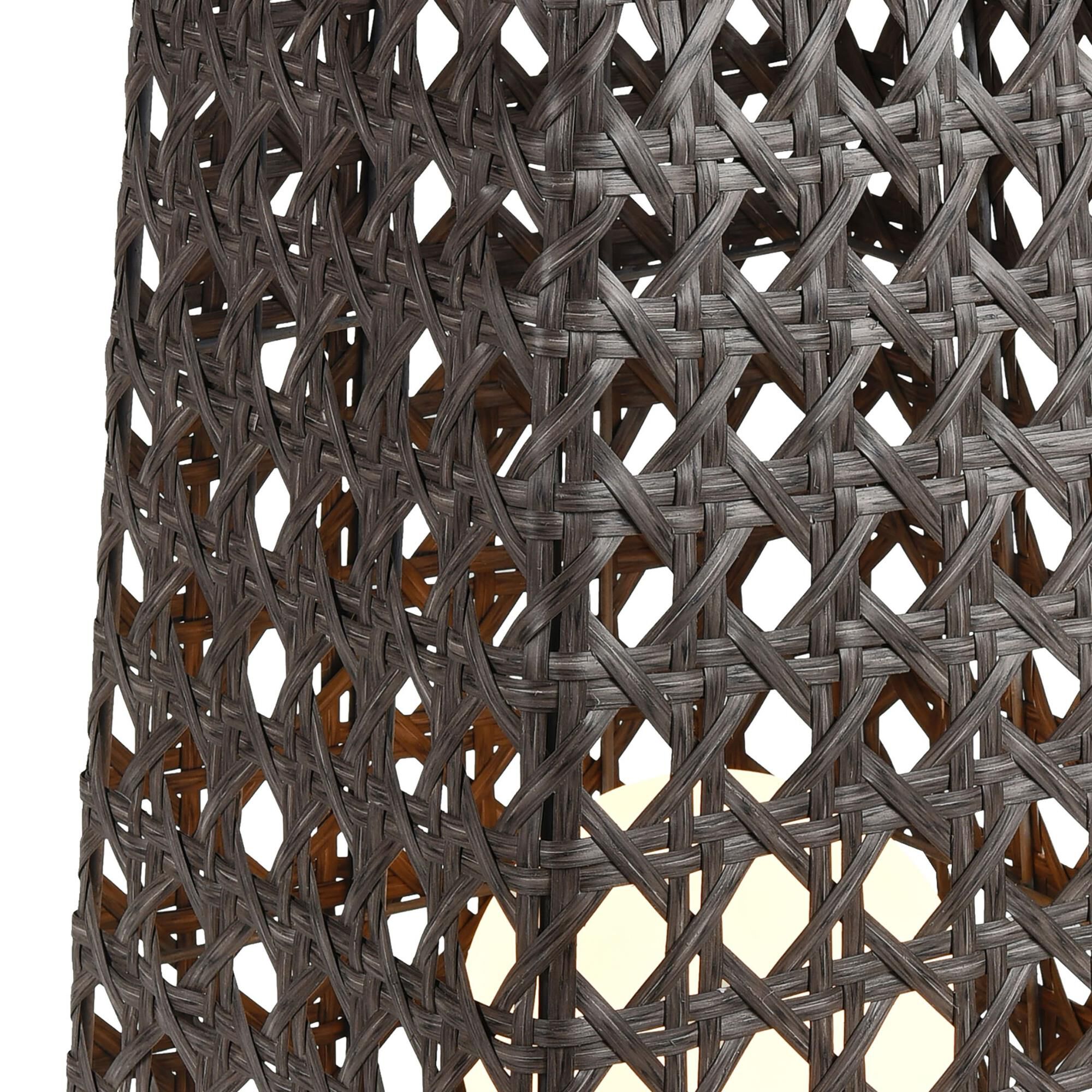Shown in Gray finish and Pu Rattan Gray Shade glass and Pu Rattan Gray shade