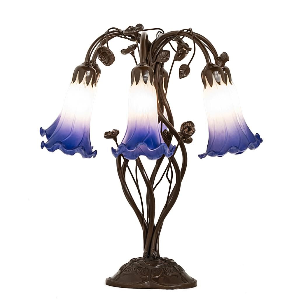 Blue and White Pond Lily 19 Inch Table Lamp by Meyda Lighting