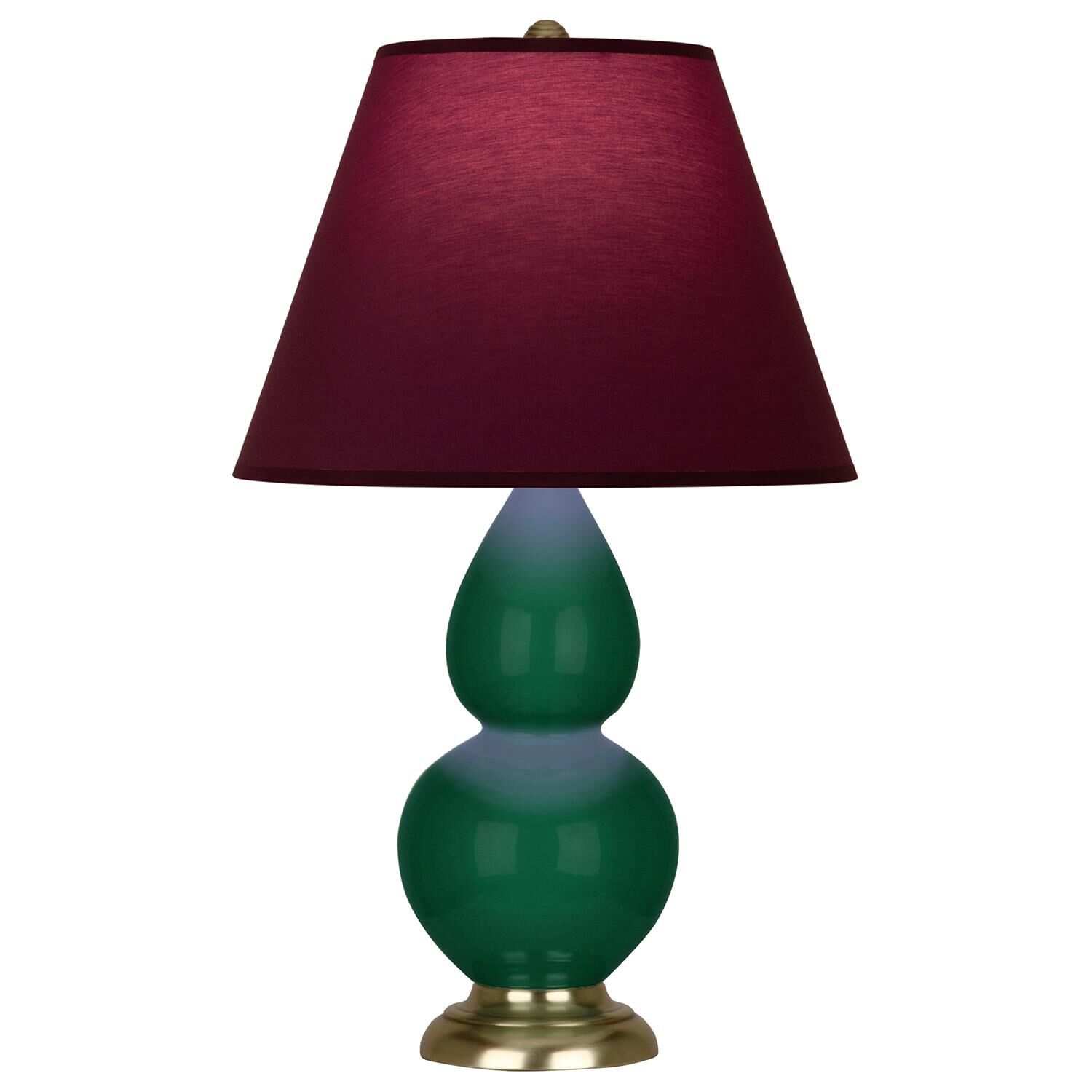 Shown in Jungle finish and Plum and Lavender shade and Antique Natural Brass accent