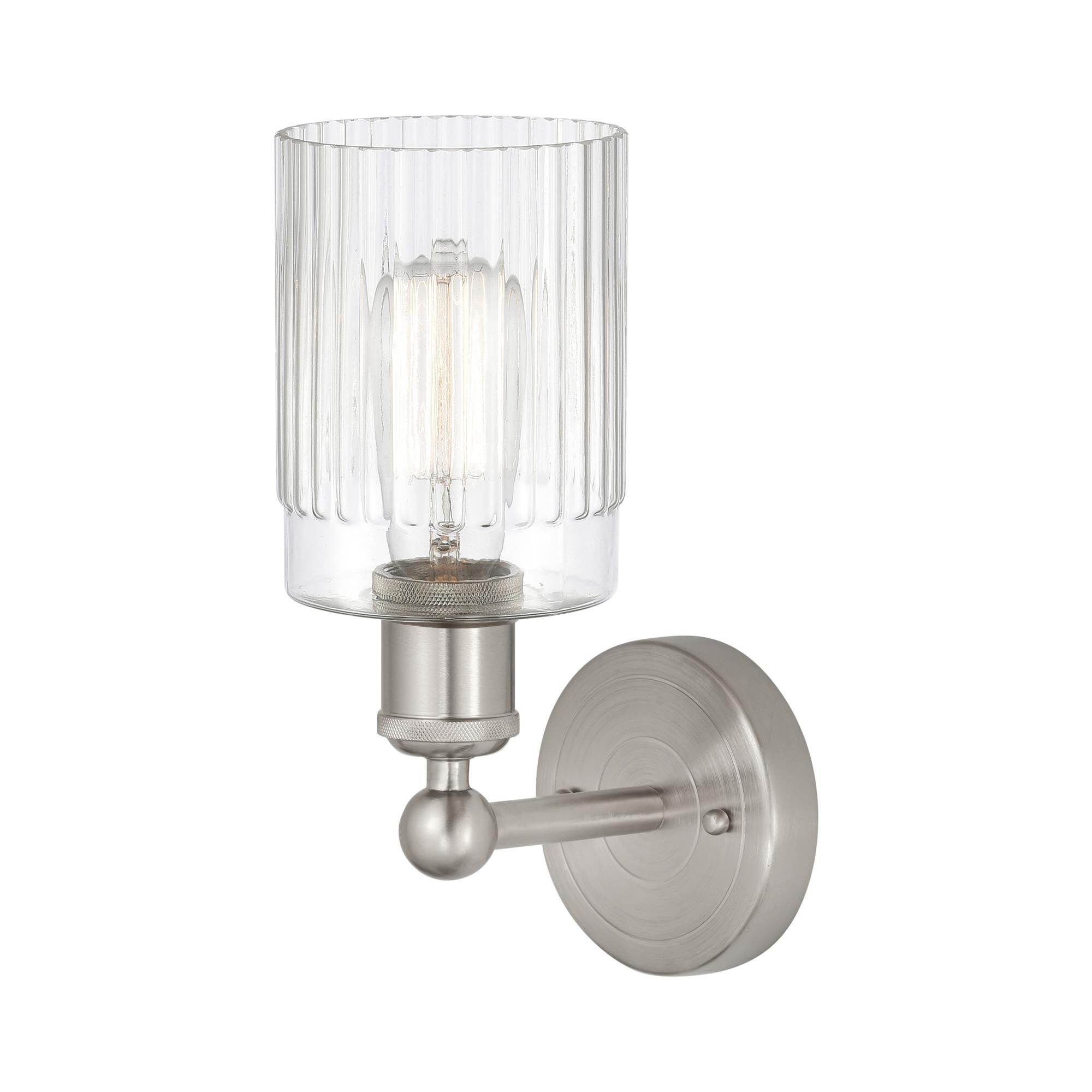 Shown in Brushed Satin Nickel  finish and Clear glass