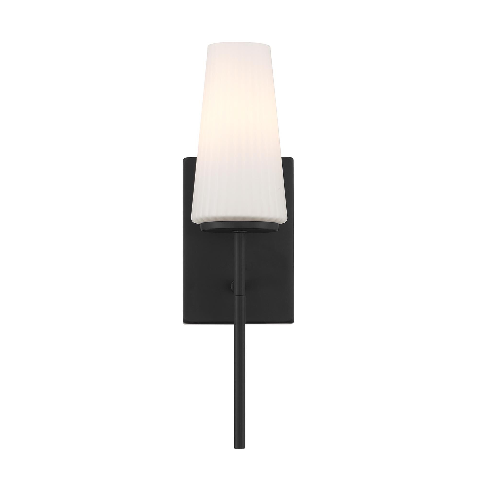 Shown in Matte Black finish and Fluted White Opal glass