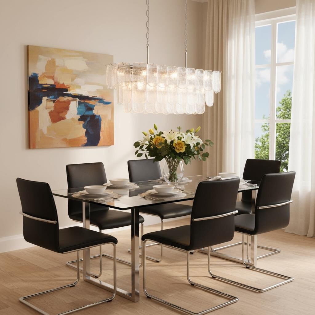 Shown in Polished Nickel and Crystalline finish and Piastra glass