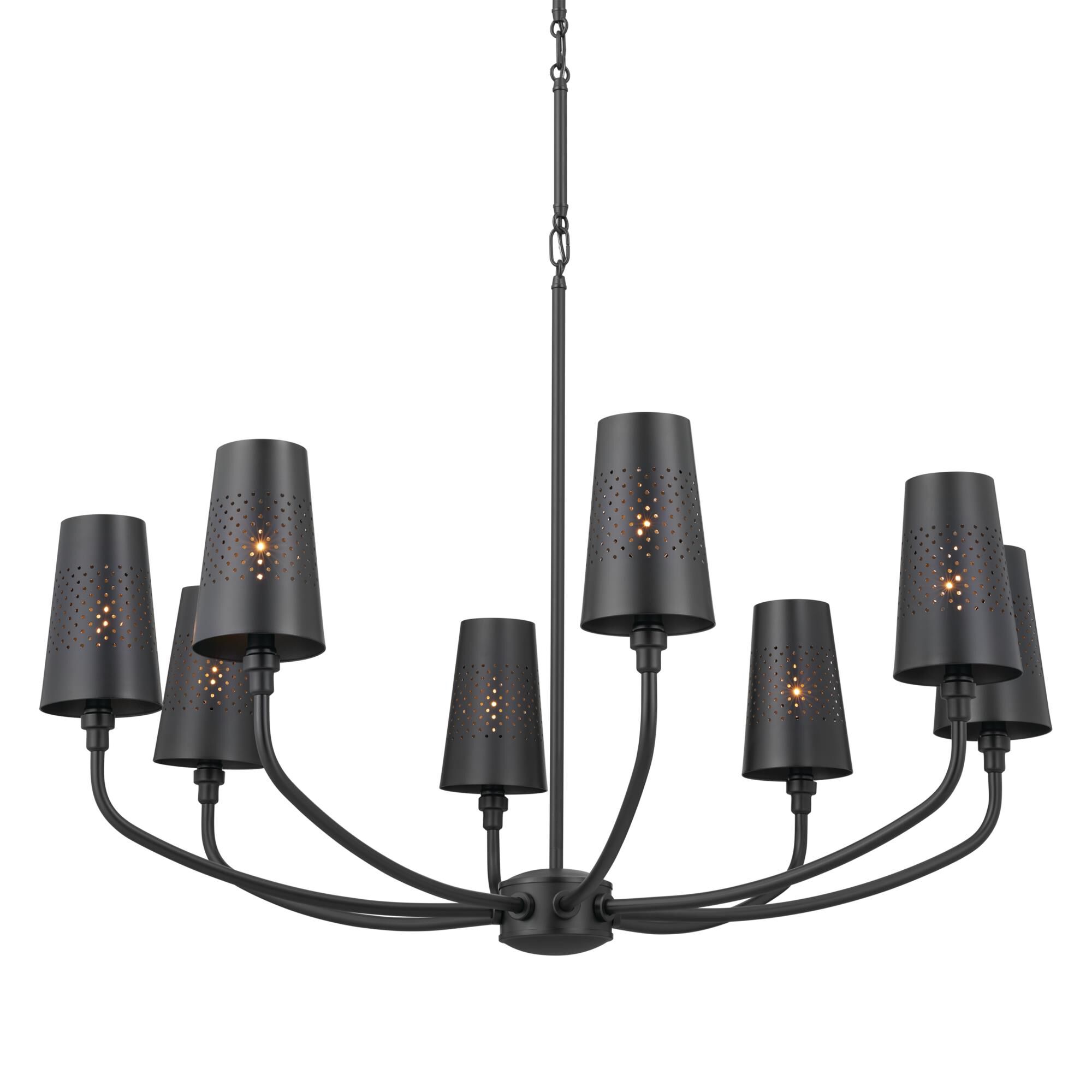 Shown in Black finish and Metal and Bell shade