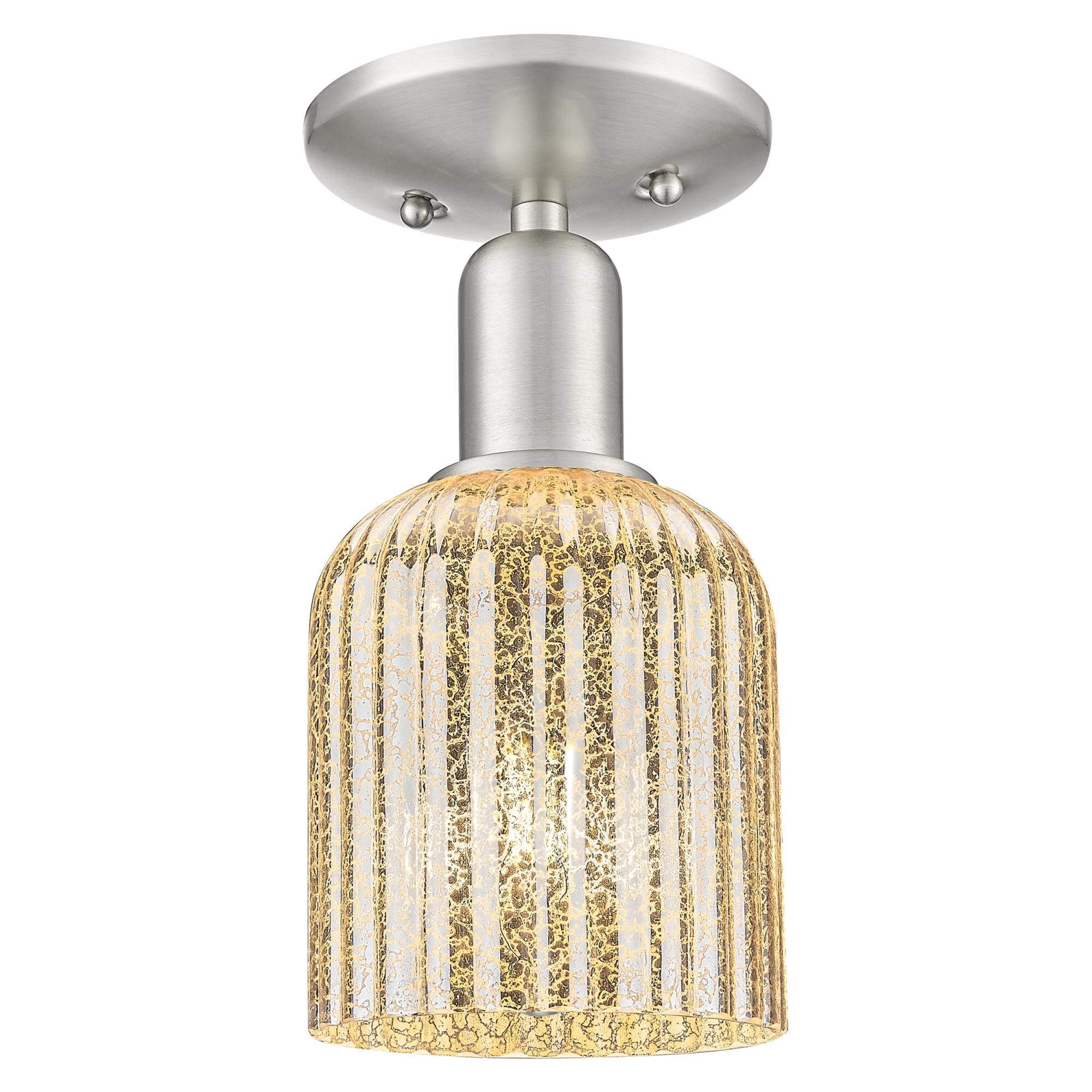 Shown in Brushed Satin Nickel finish and Mercury glass