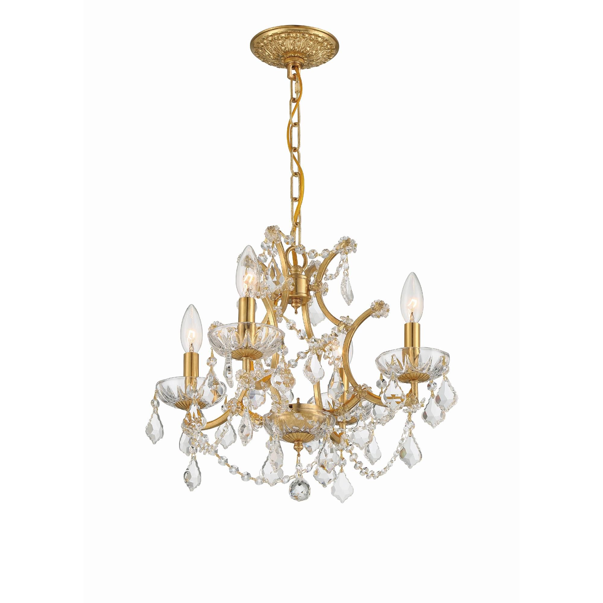 Shown in Antique Gold finish and Hand Cut Crystal crystal