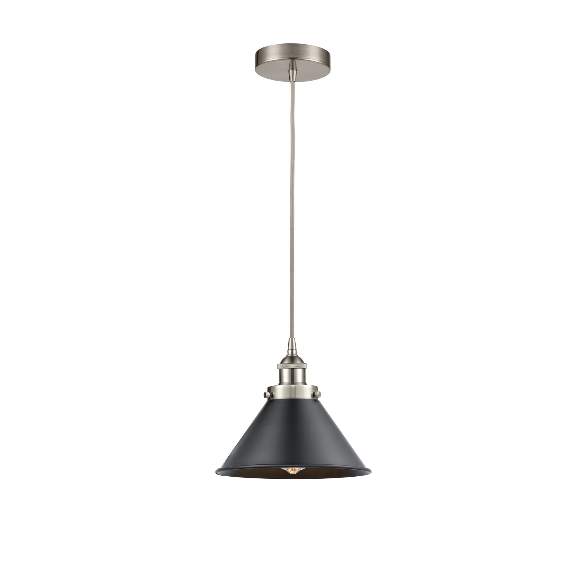 Shown in Brushed Satin Nickel finish and Brushed Satin Nickel Briarcliff shade