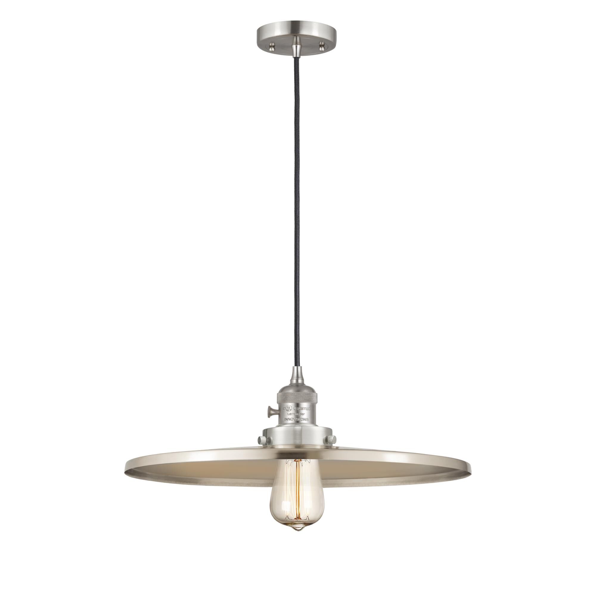 Shown in Brushed Satin Nickel finish and Brushed Satin Nickel shade