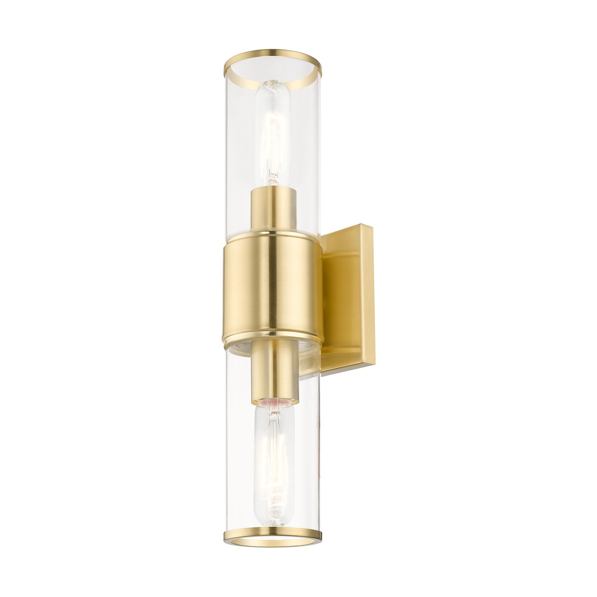 Shown in Satin Brass finish and Clear  glass