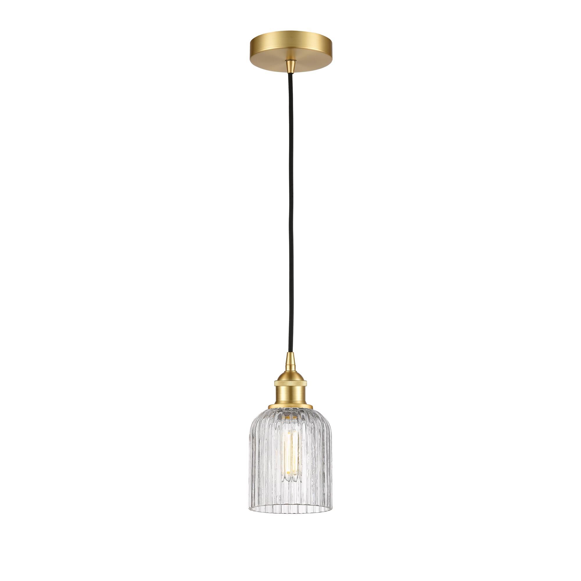 Shown in Satin Gold finish and Clear glass
