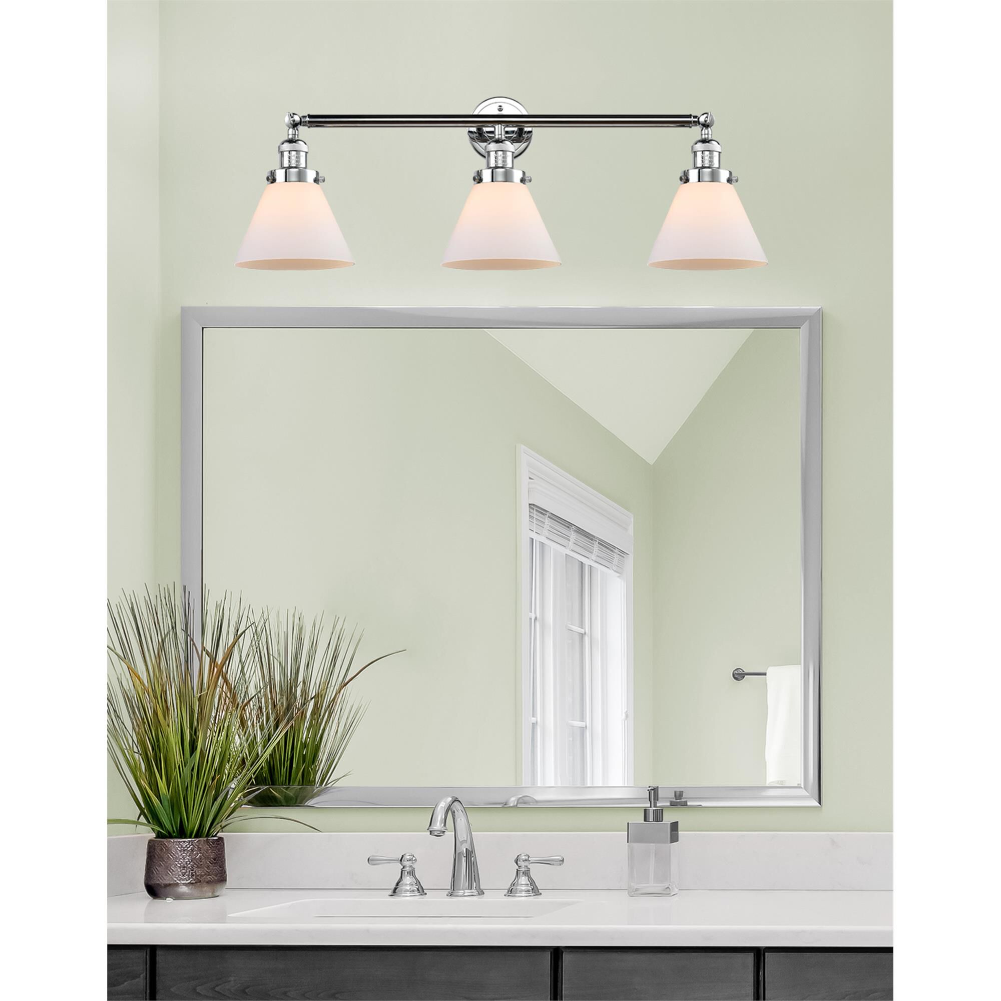 Shown in Polished Chrome finish and Matte White Cased glass