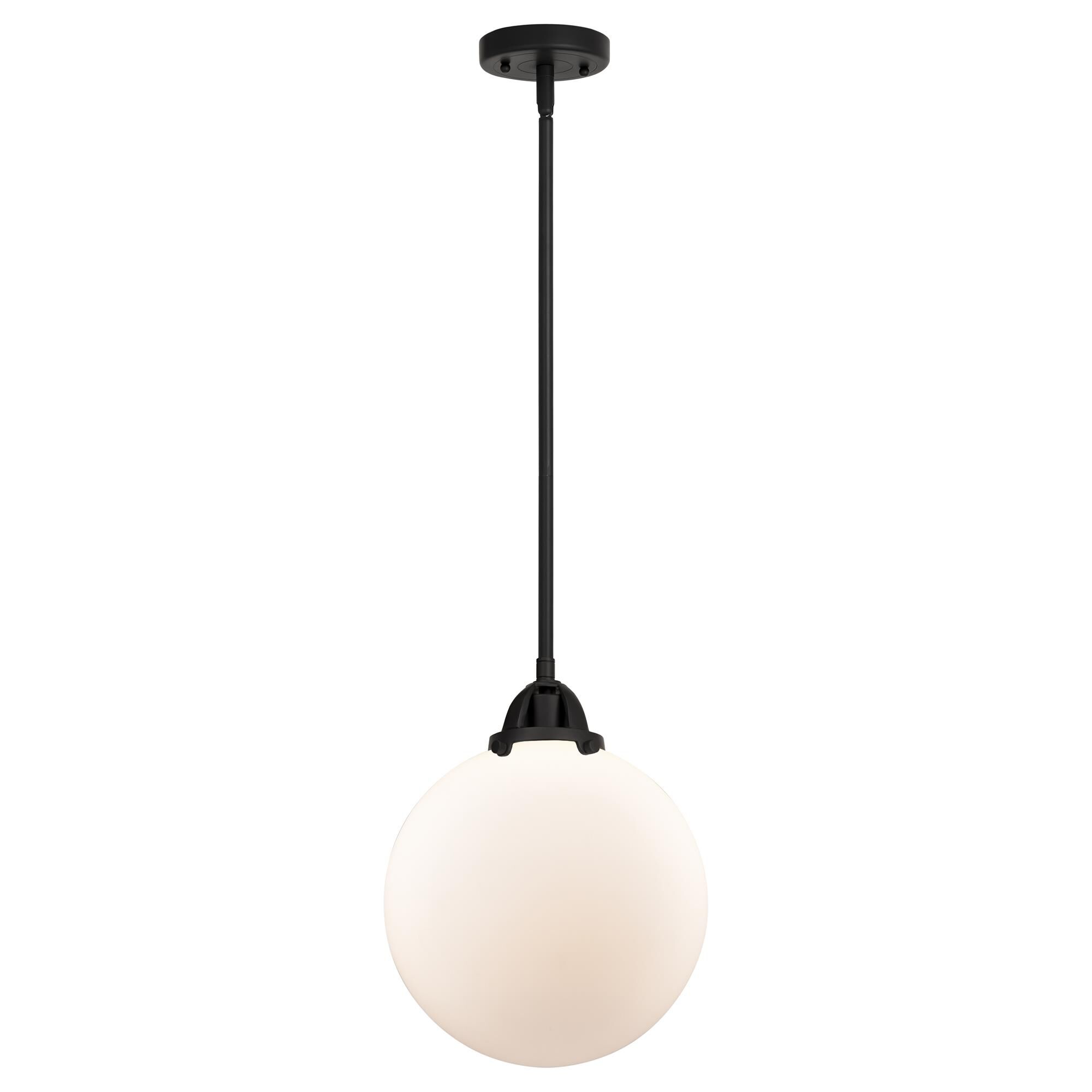 Shown in Matte Black finish and Matte White Cased Beacon glass and No Shade shade