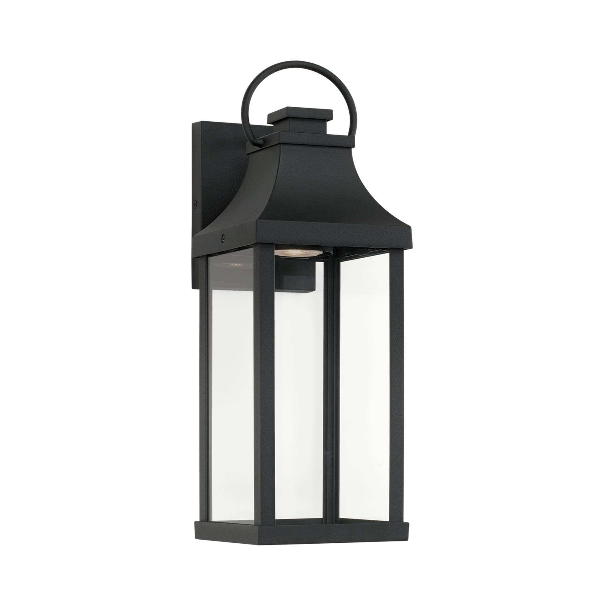 Shown in Black finish and Clear glass