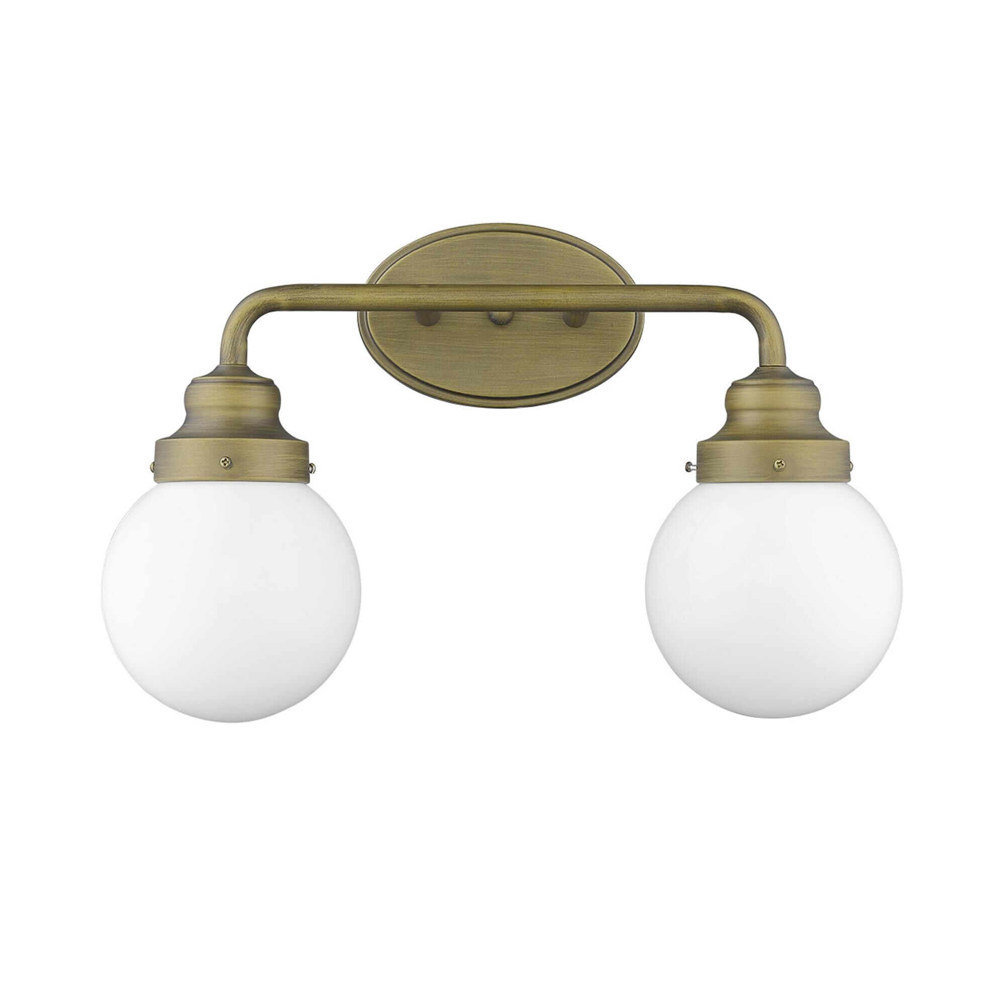 Shown in Raw Brass finish and Opal glass and Opal, Glass Globes shade