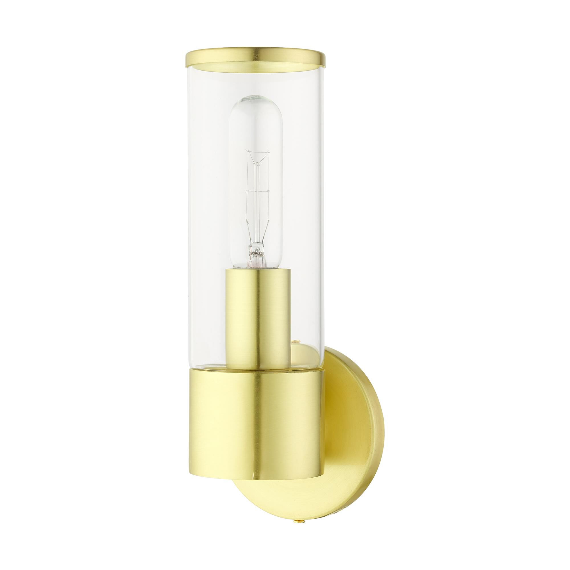 Shown in Satin Brass finish and Clear glass