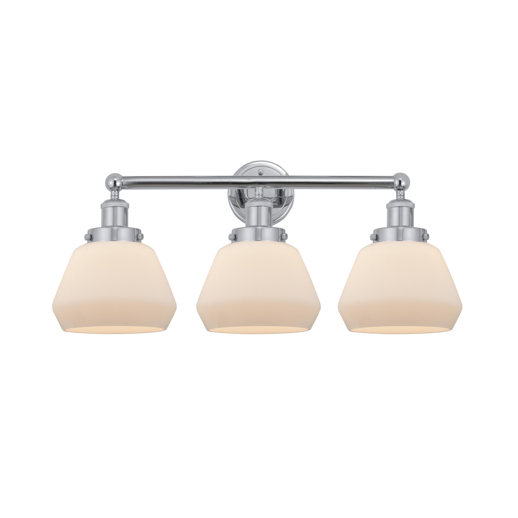 Shown in Polished Chrome, Matte White finish and Matte White glass and Matte White Glass shade