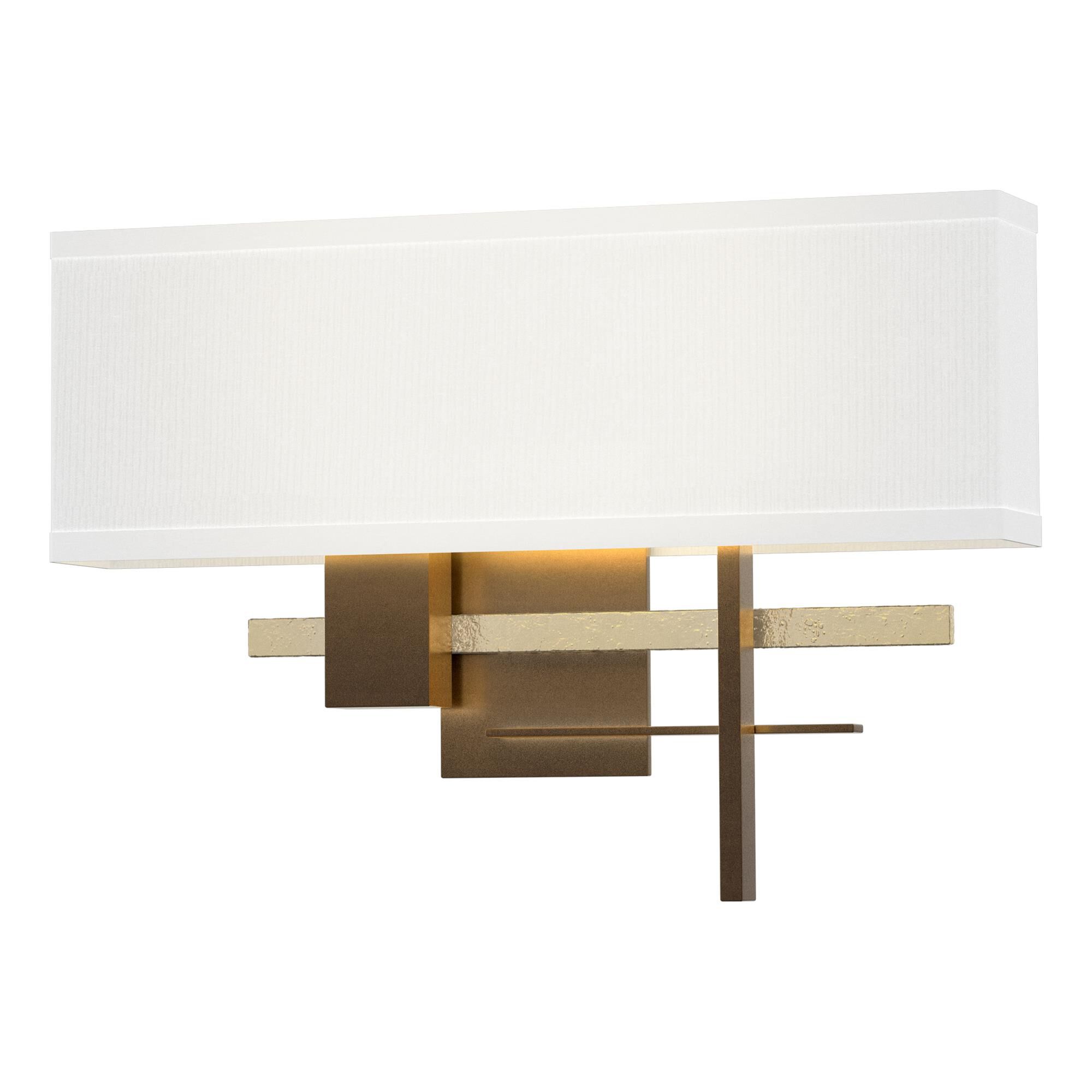 Shown in Bronze finish and Natural Anna shade and Modern Brass (86) accent