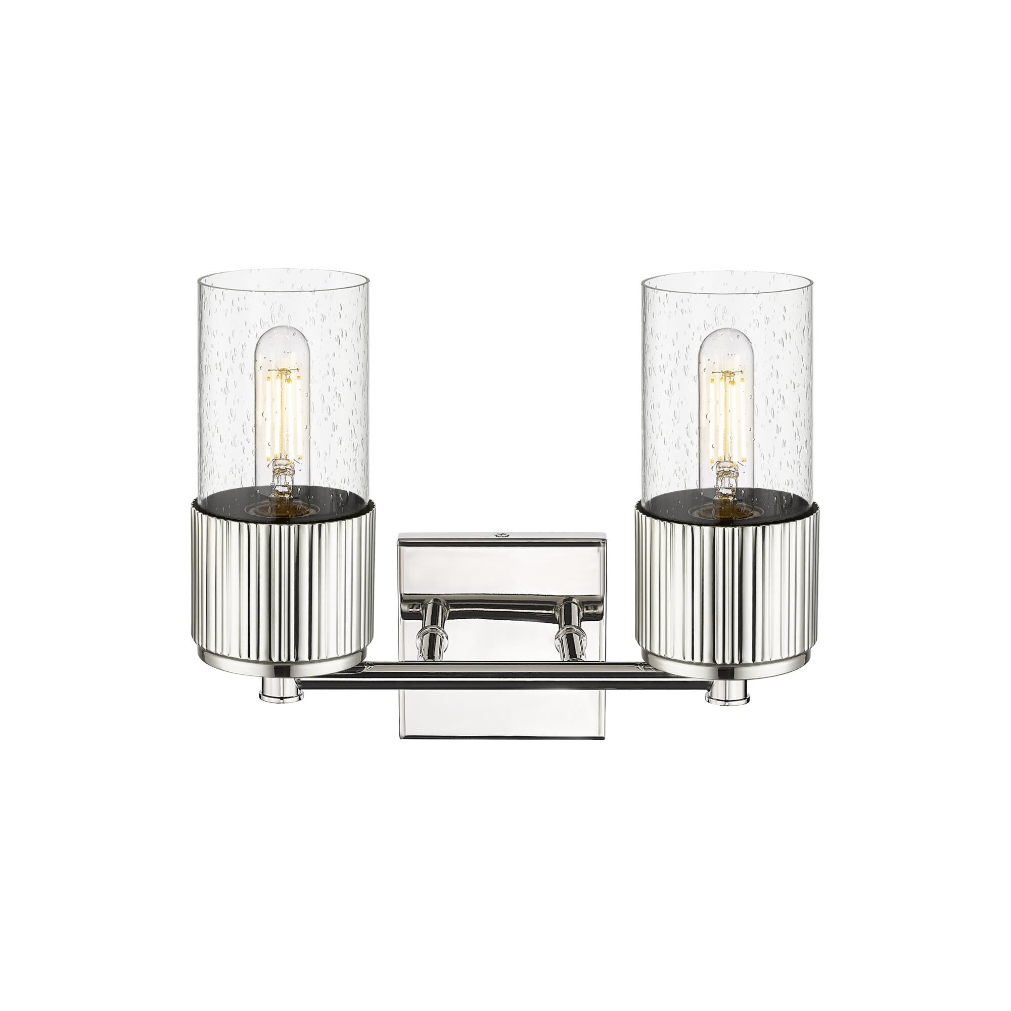 Shown in Polished Nickel finish and Seedy glass