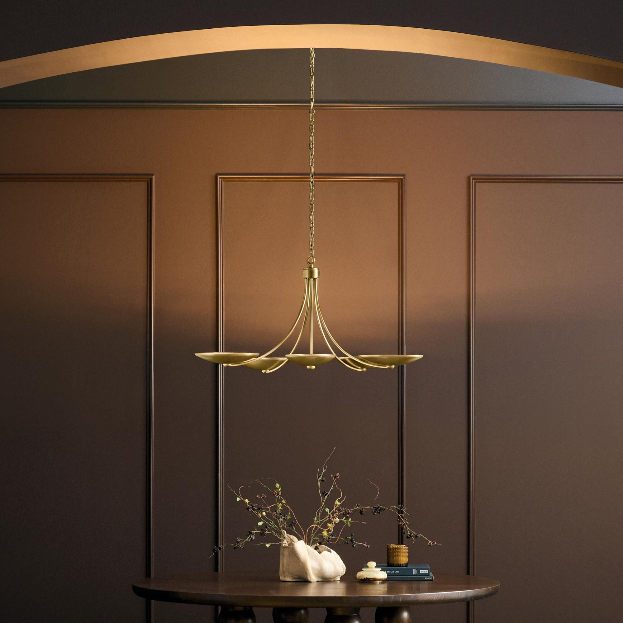 Shown in Lacquered Brass finish and Lacquered Brass shade