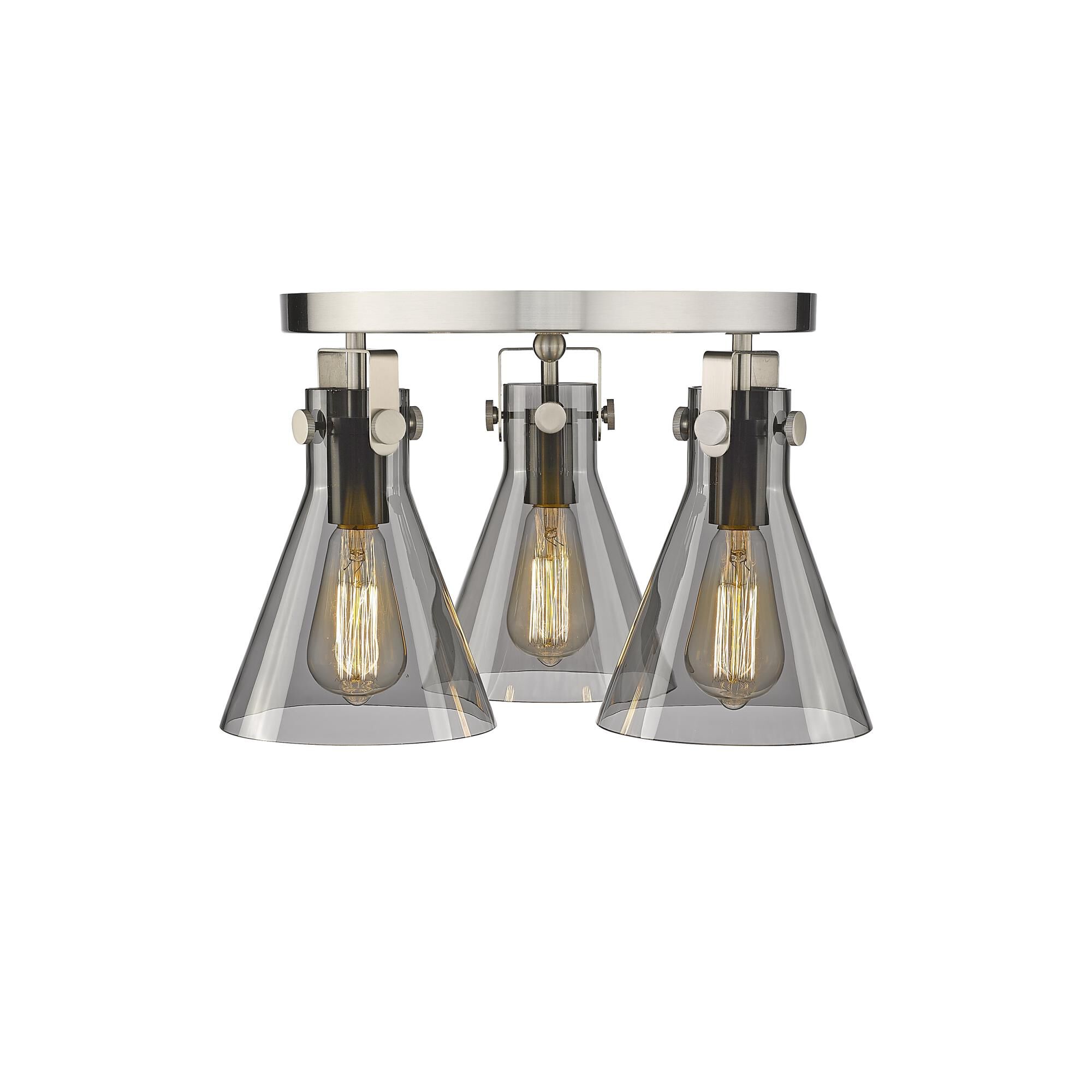 Shown in Satin Nickel finish and Plated Smoke glass