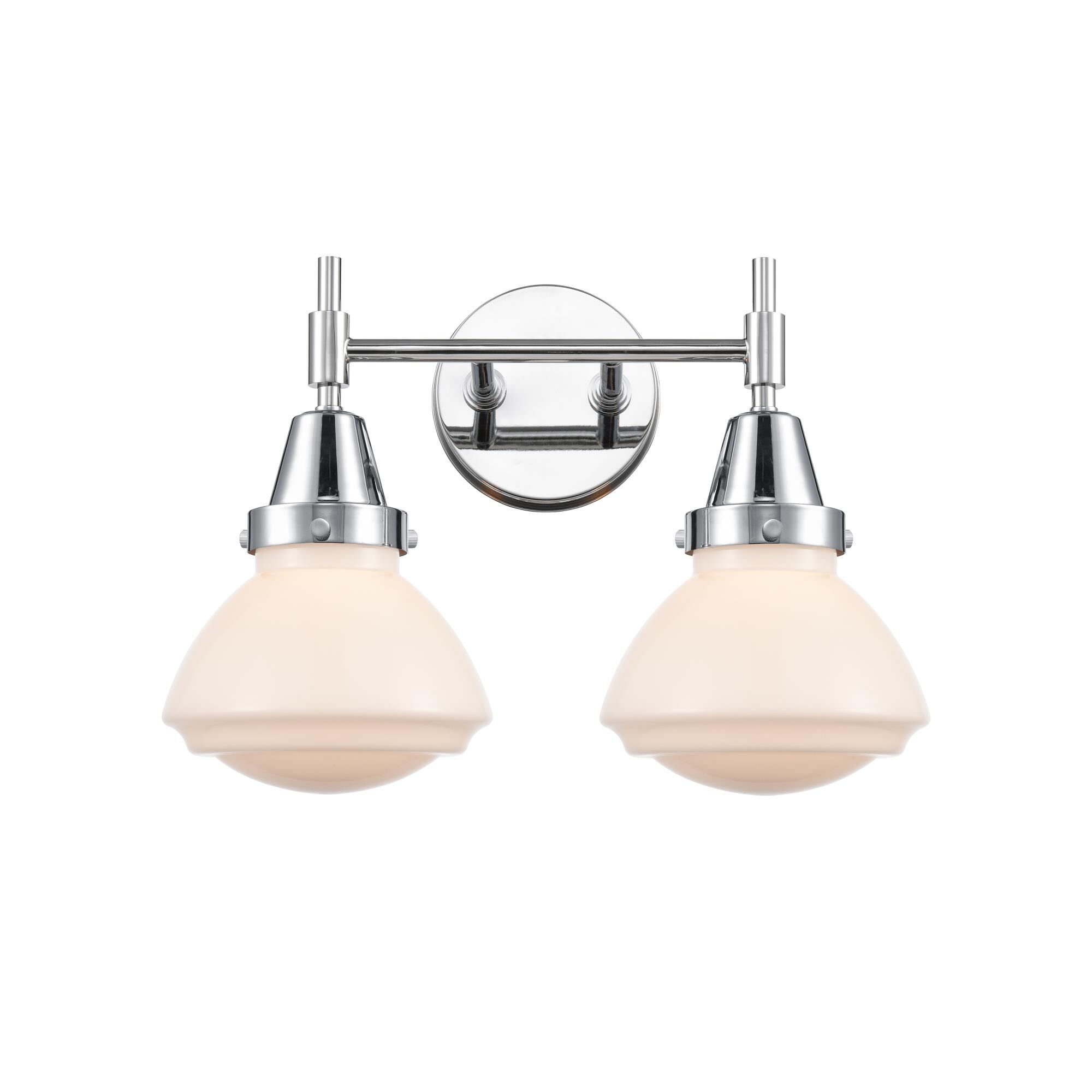 Shown in Polished Chrome finish and Matte White Cased Large Cone glass