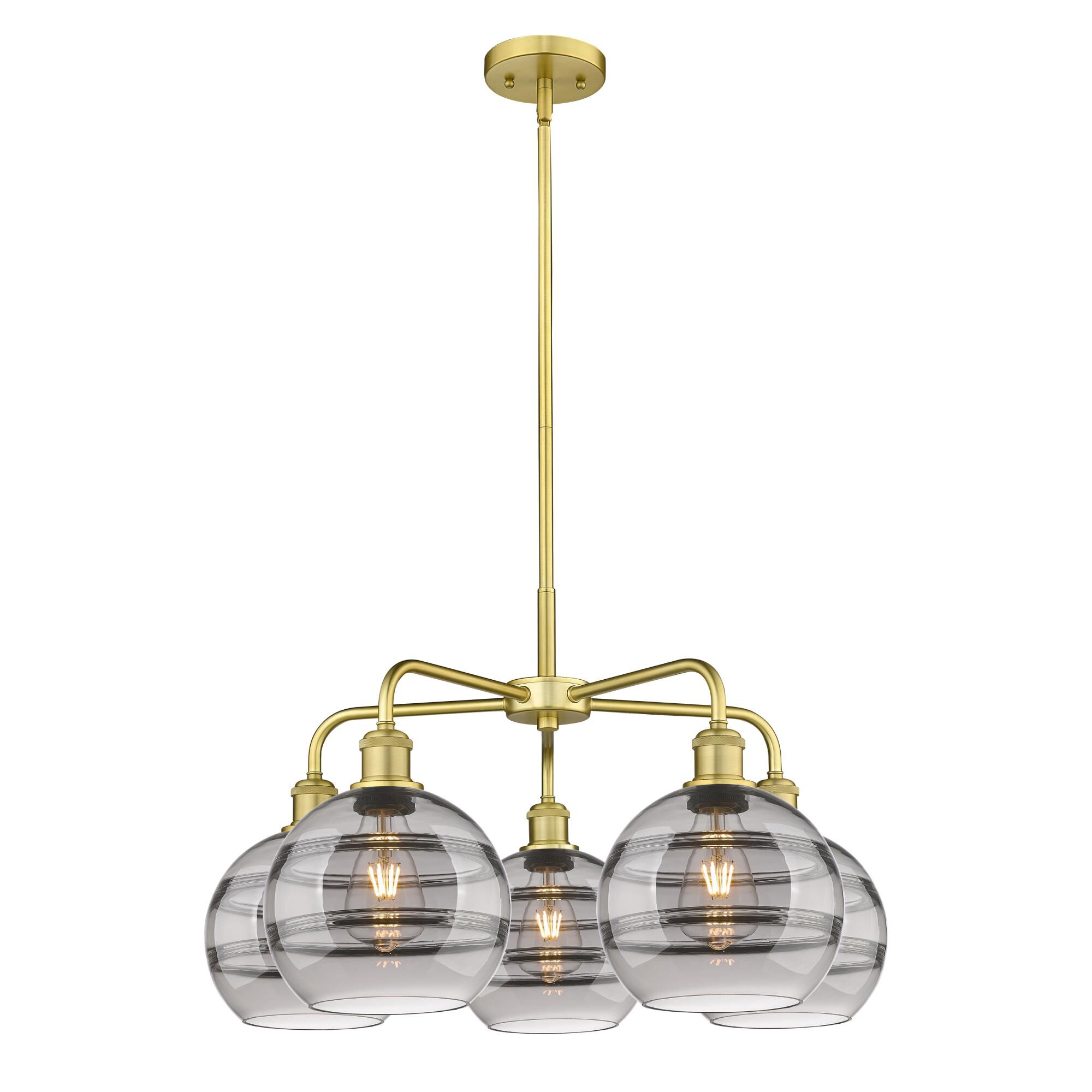 Shown in Satin Gold finish and Light Smoke glass