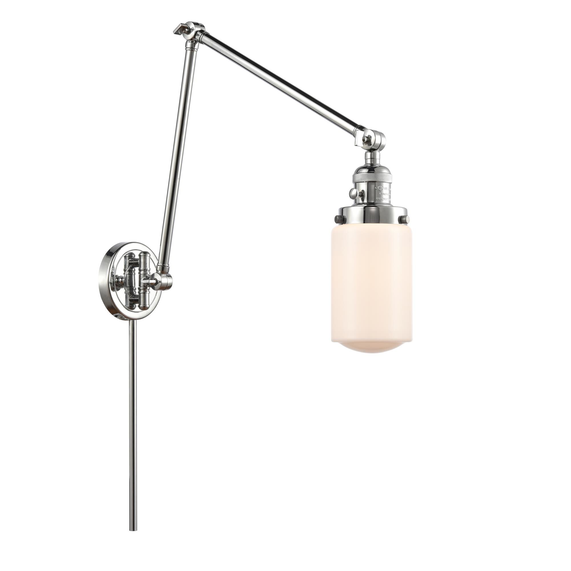 Shown in Polished Chrome finish and Matte White Cased Dover glass