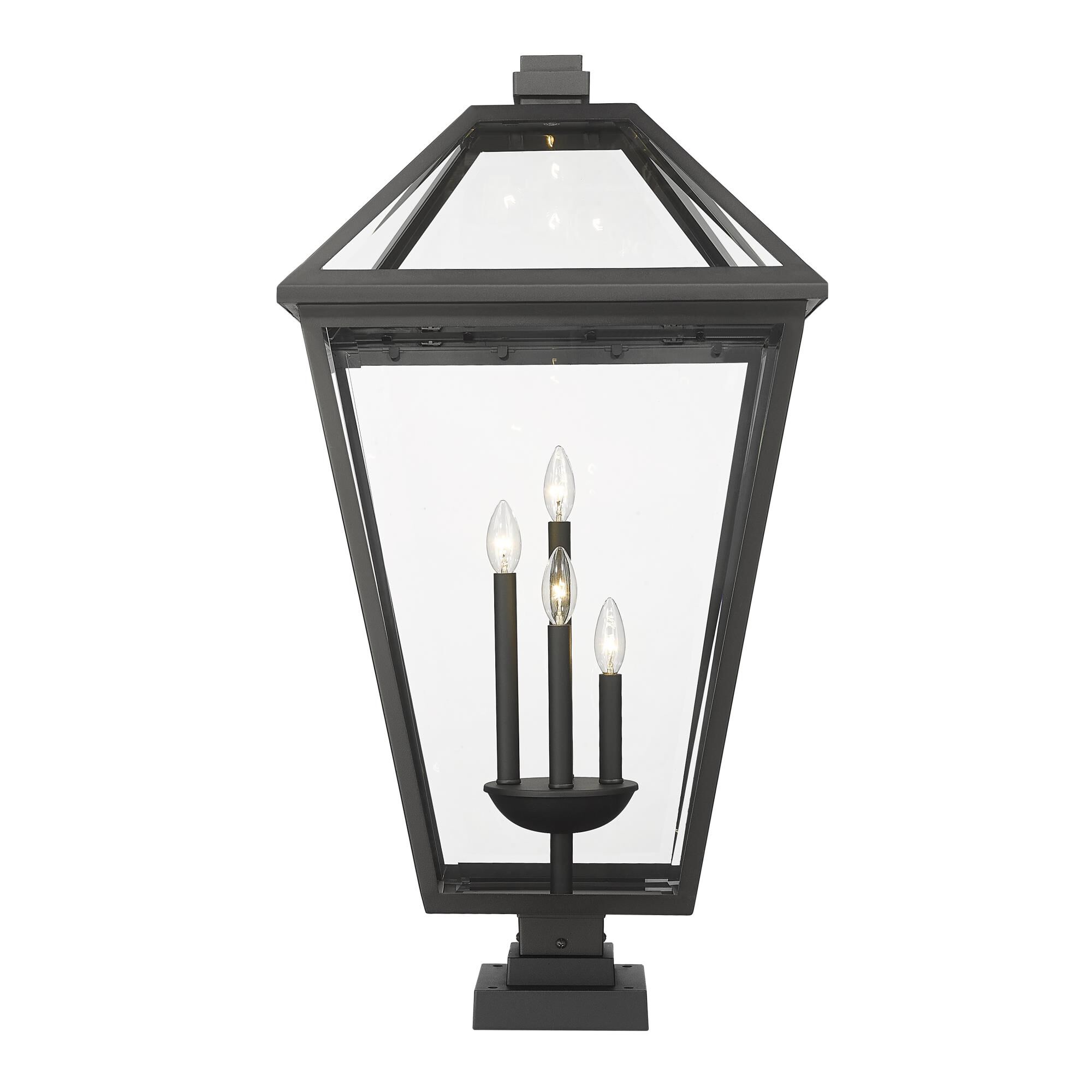 Shown in Black finish and Glass shade