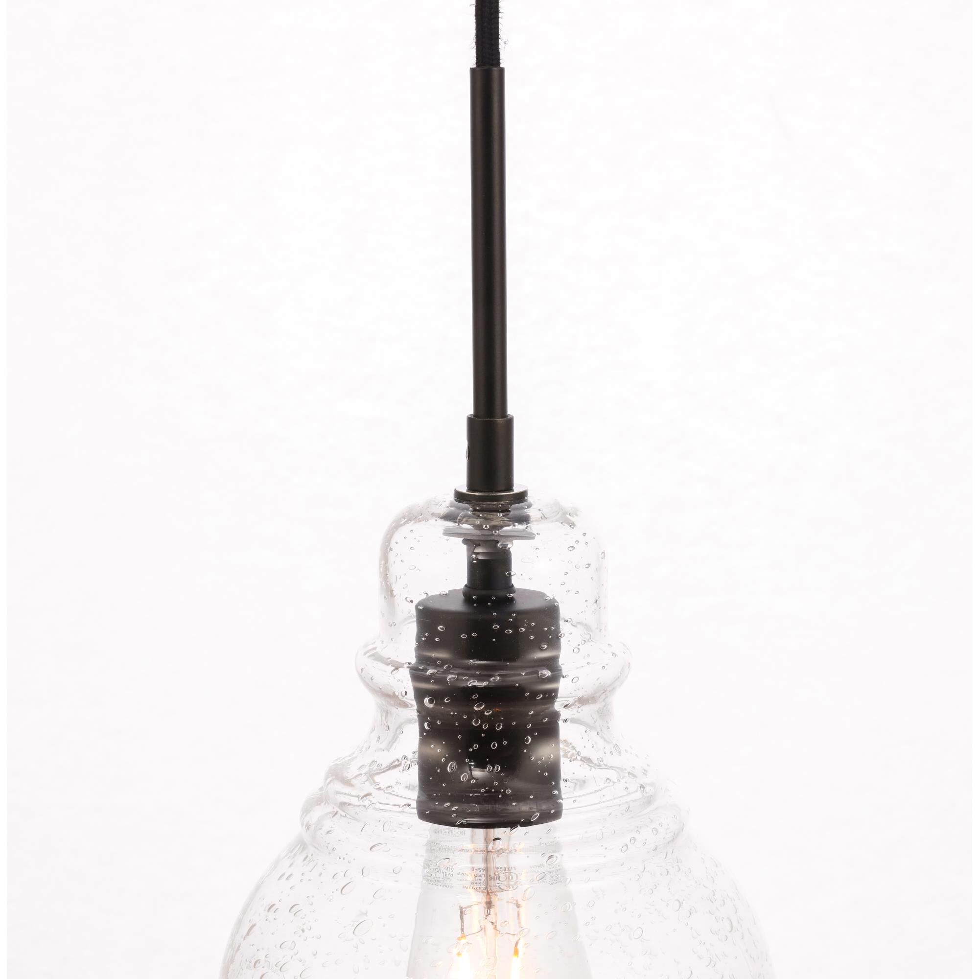 Shown in Black finish and Clear Bubble  glass