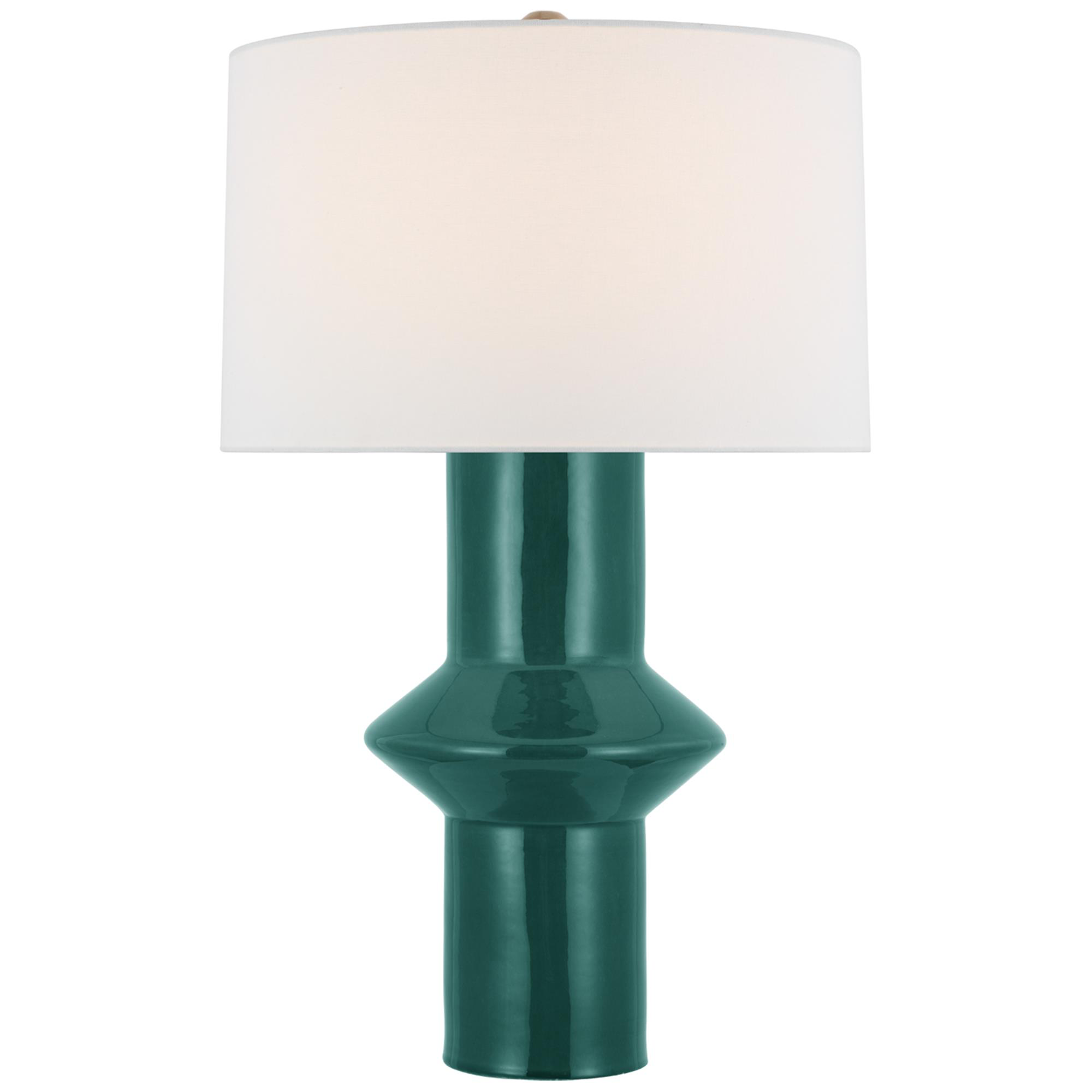 Shown in Emerald Crackle finish and Linen shade
