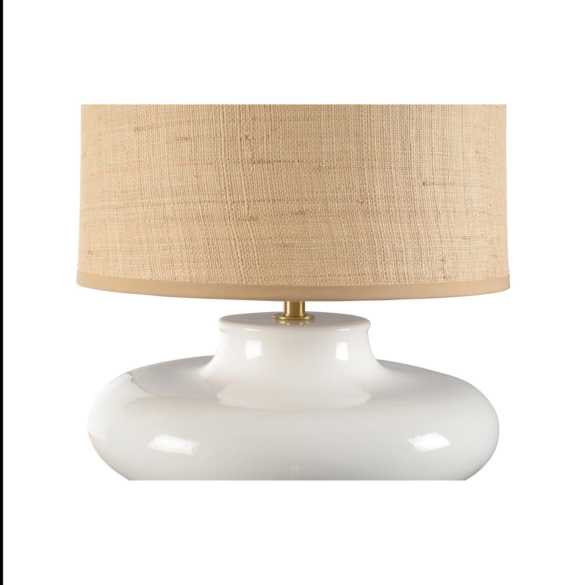 Shown in White and Cream finish and Raffia shade