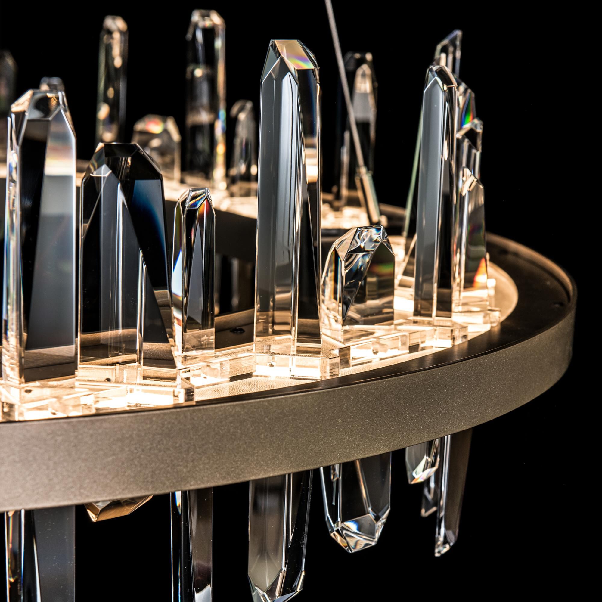 Shown in Soft Gold finish and Crystal accent