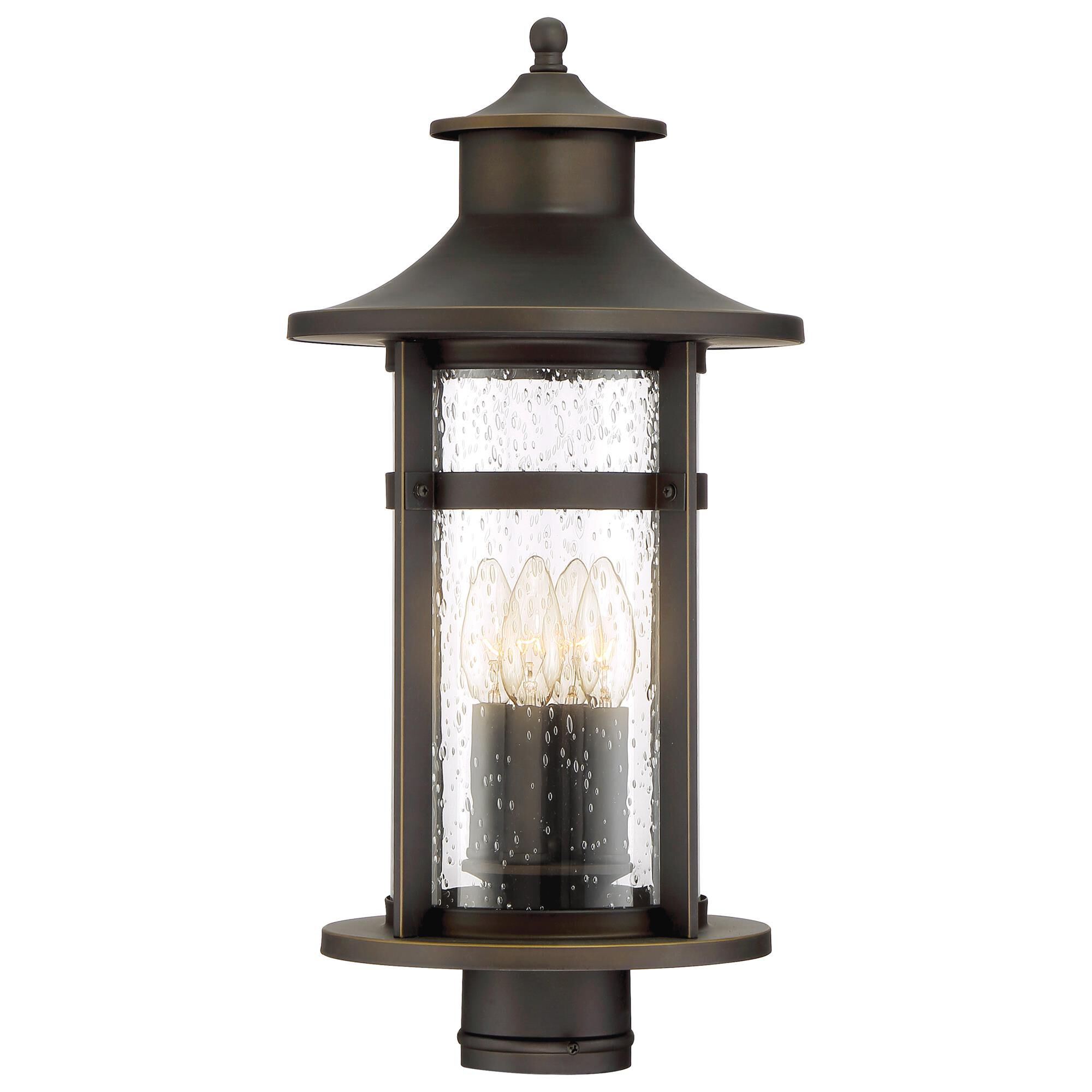 Shown in Oil Rubbed Bronze W/ Gold High finish and Clear Seeded glass