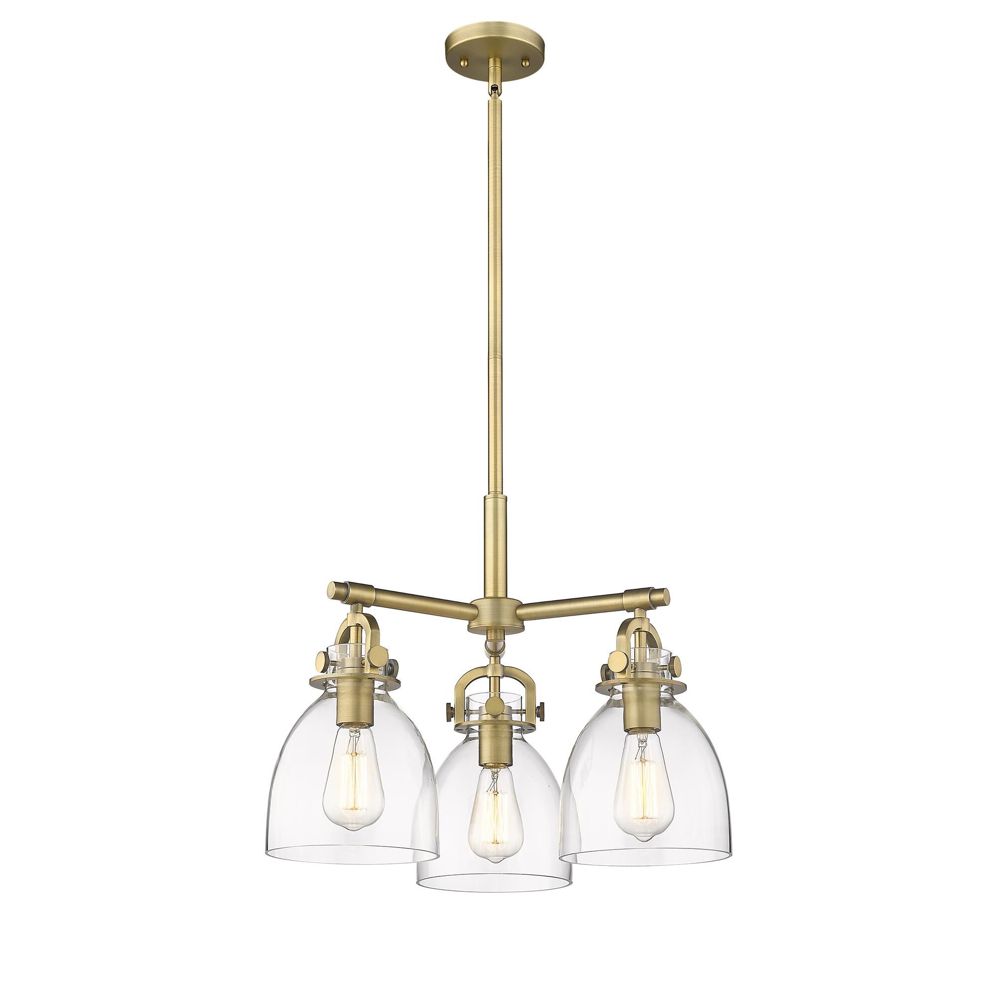 Shown in Brushed Brass finish and Clear glass
