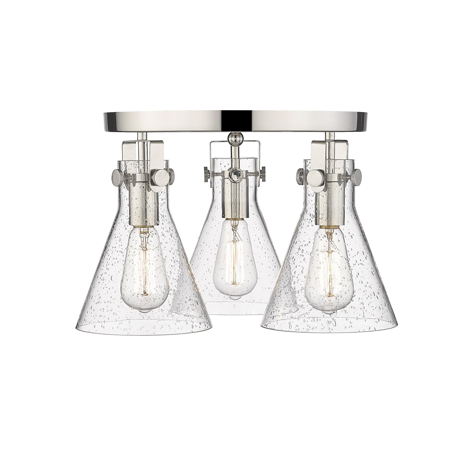 Shown in Polished Nickel finish and Seedy glass