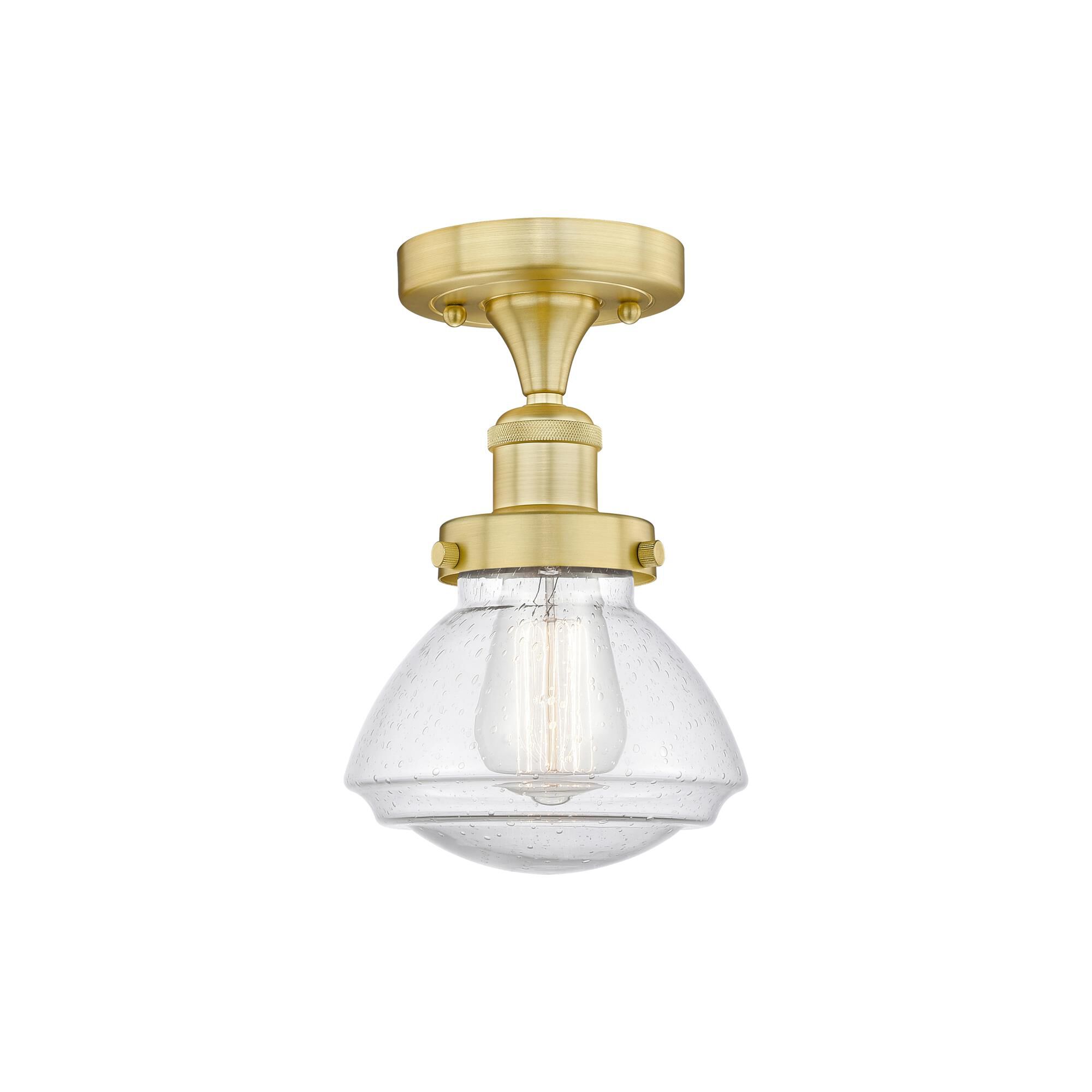 Shown in Satin Gold finish and Seedy glass