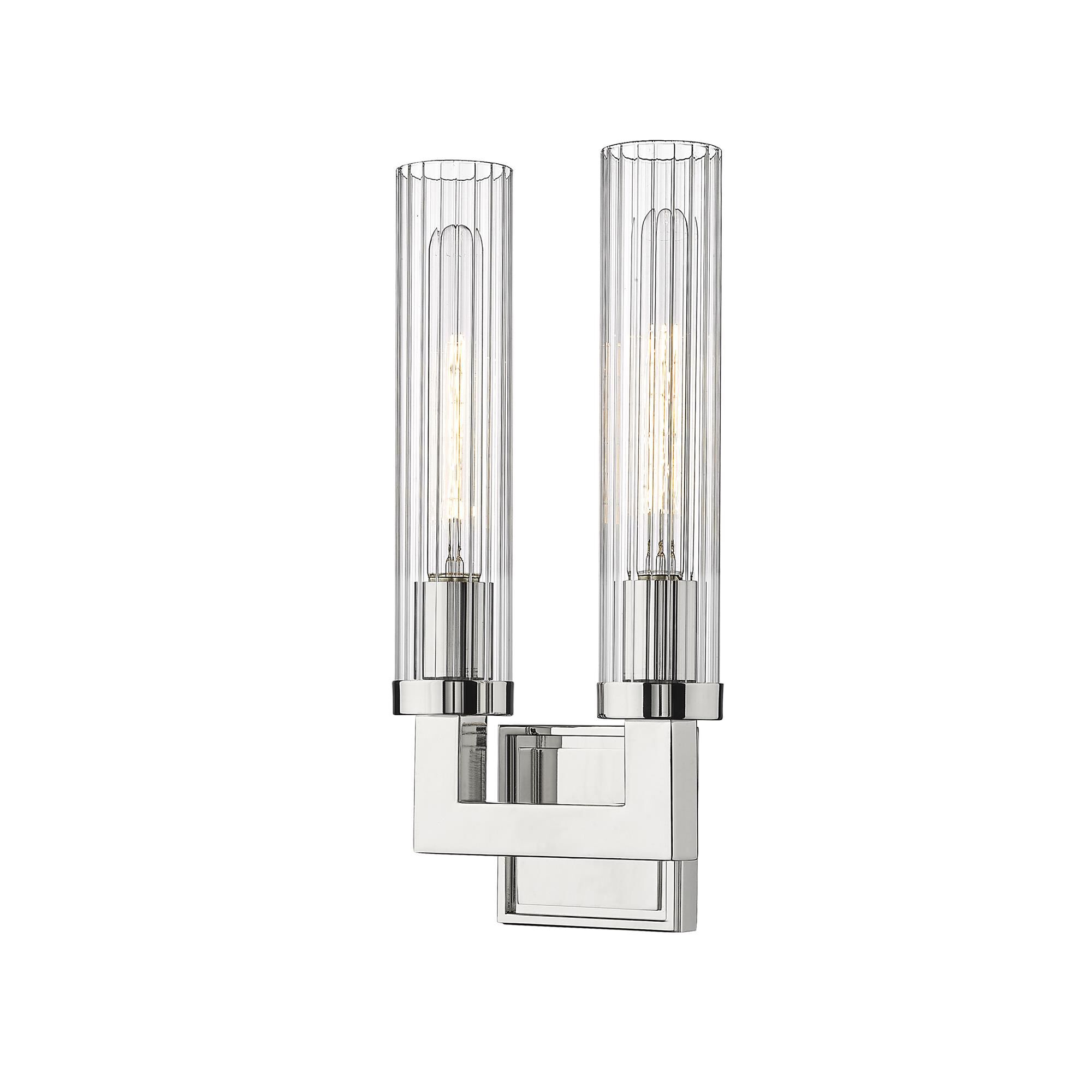 Shown in Polished Nickel finish and Glass shade