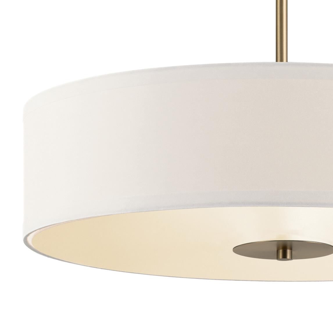 Shown in Classic Bronze finish and Satin Etched glass and White Microfiber shade