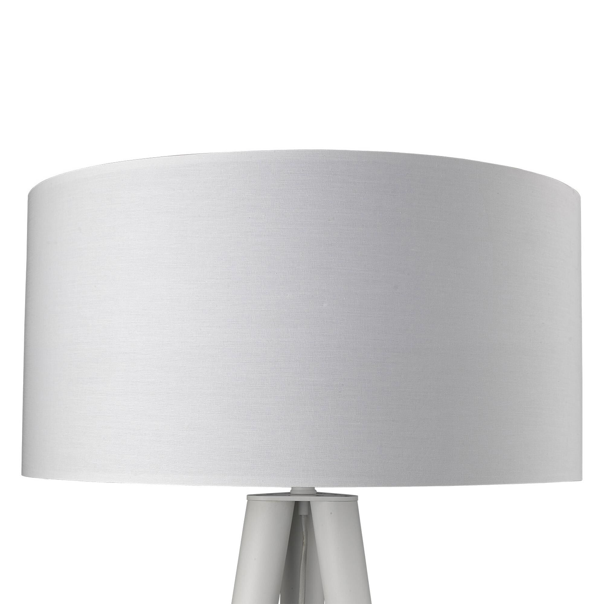 Shown in White finish and White glass and White Fabric Drum shade