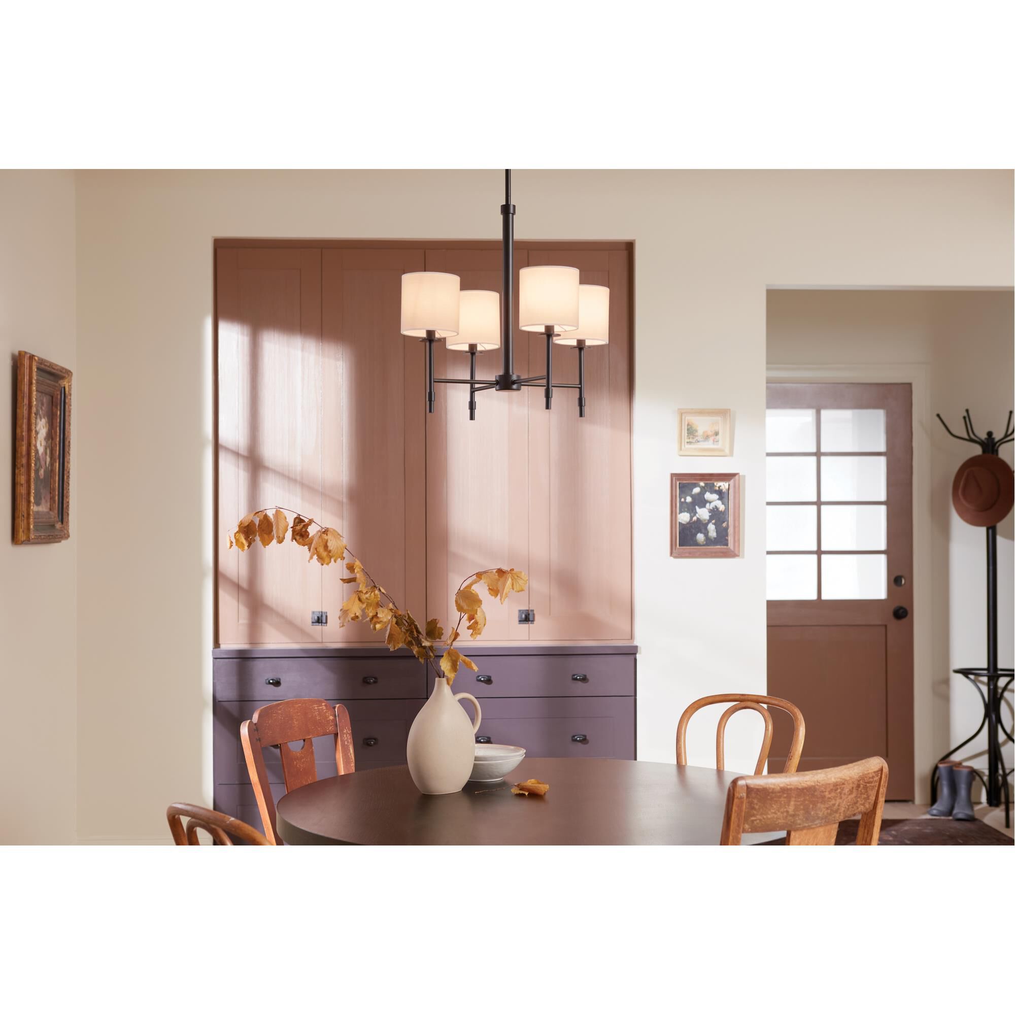 Shown in Black finish and Fabric and Drum shade