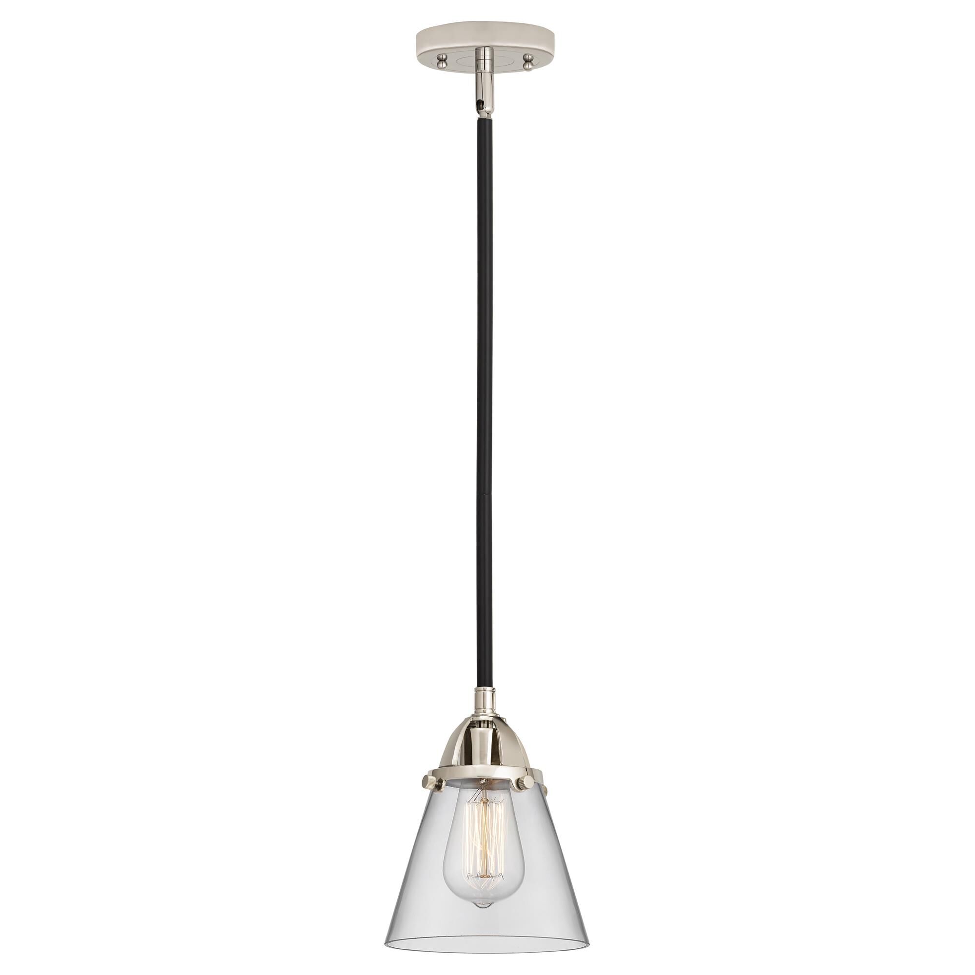 Shown in Black Polished Nickel finish and Clear Small Cone glass and No Shade shade