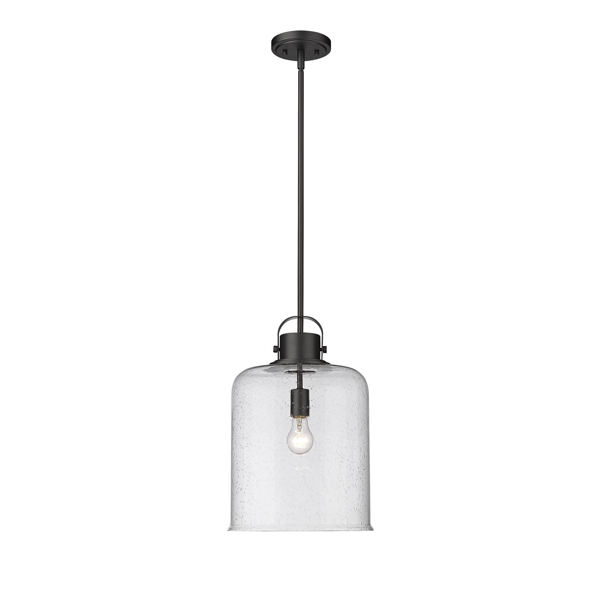 Shown in Matte Black finish and Glass shade