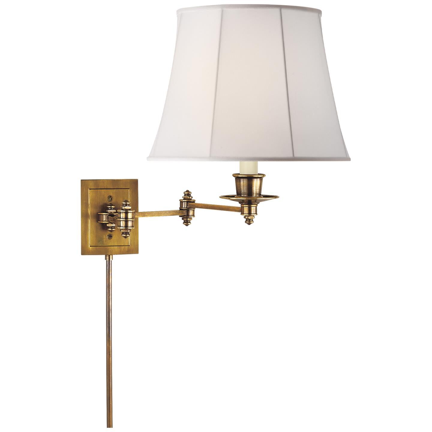 Shown in Hand-Rubbed Antique Brass finish and Linen shade