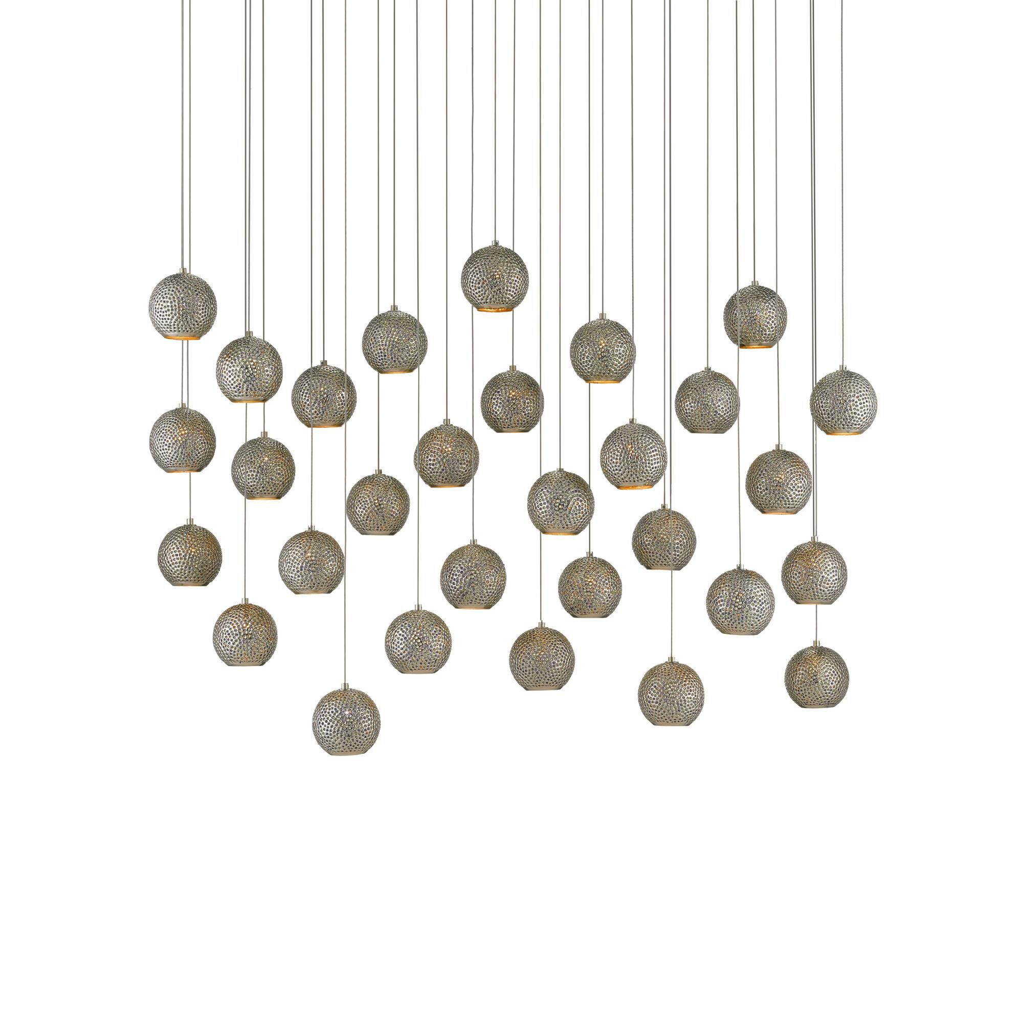 Shown in Painted Silver - Nickel - Blue finish and Metal - Glass Bead shade