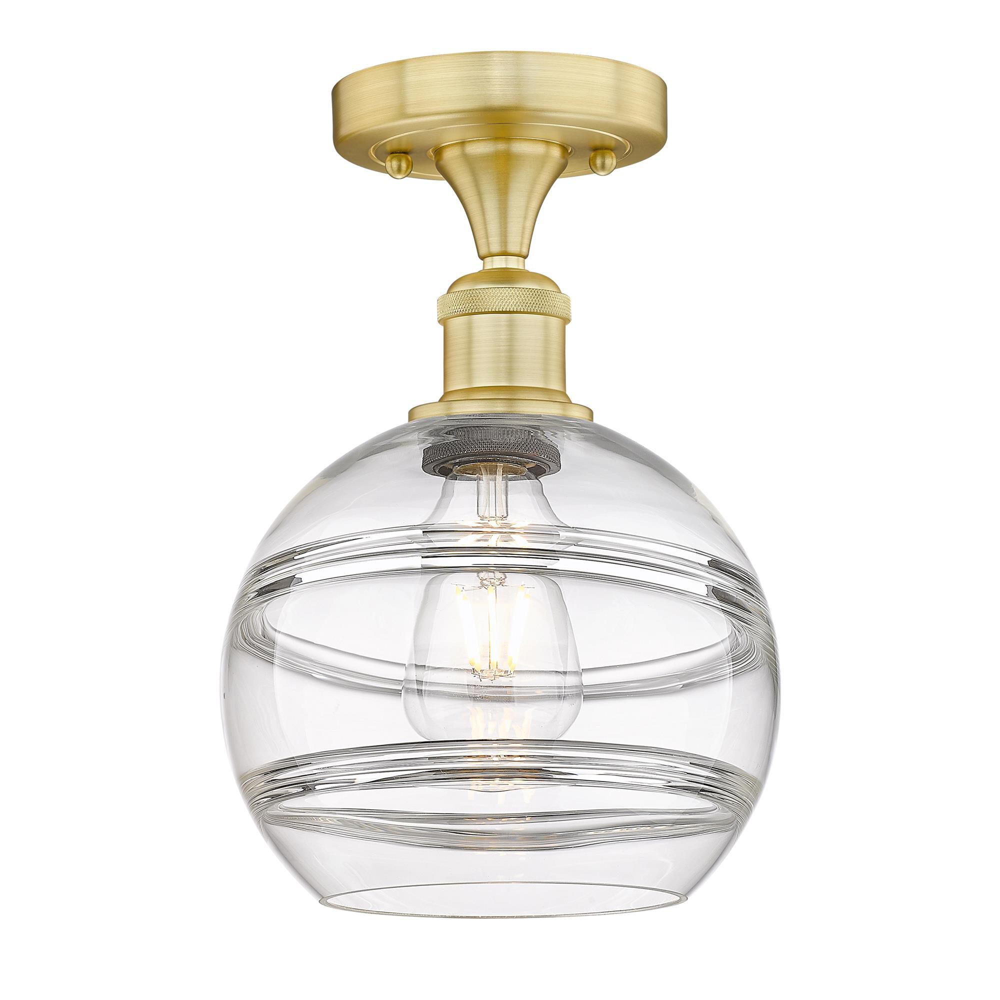 Shown in Satin Gold finish and Clear glass