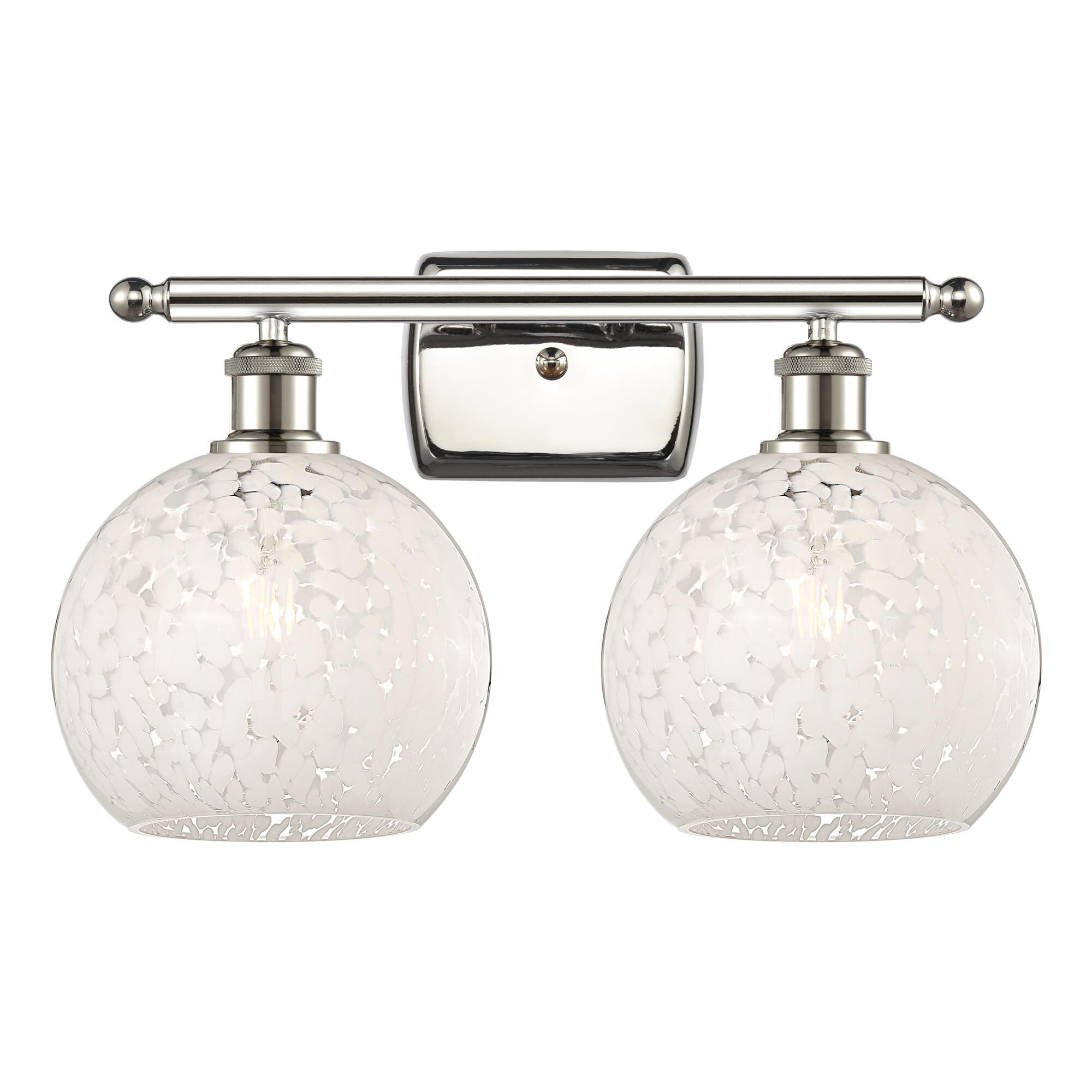 Shown in Polished Nickel finish and White Mouchette glass