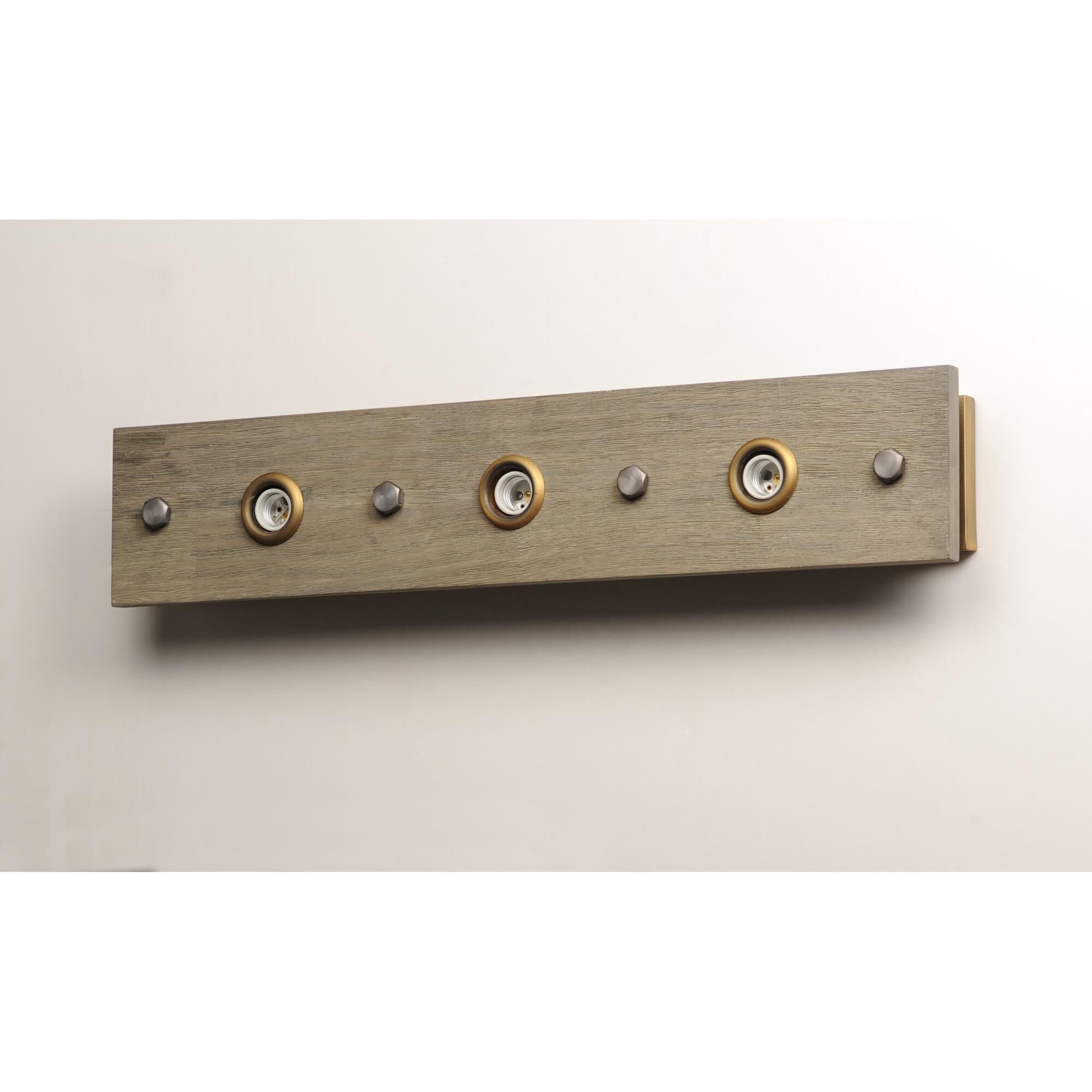 Shown in Weathered Wood -  Antique Brass finish