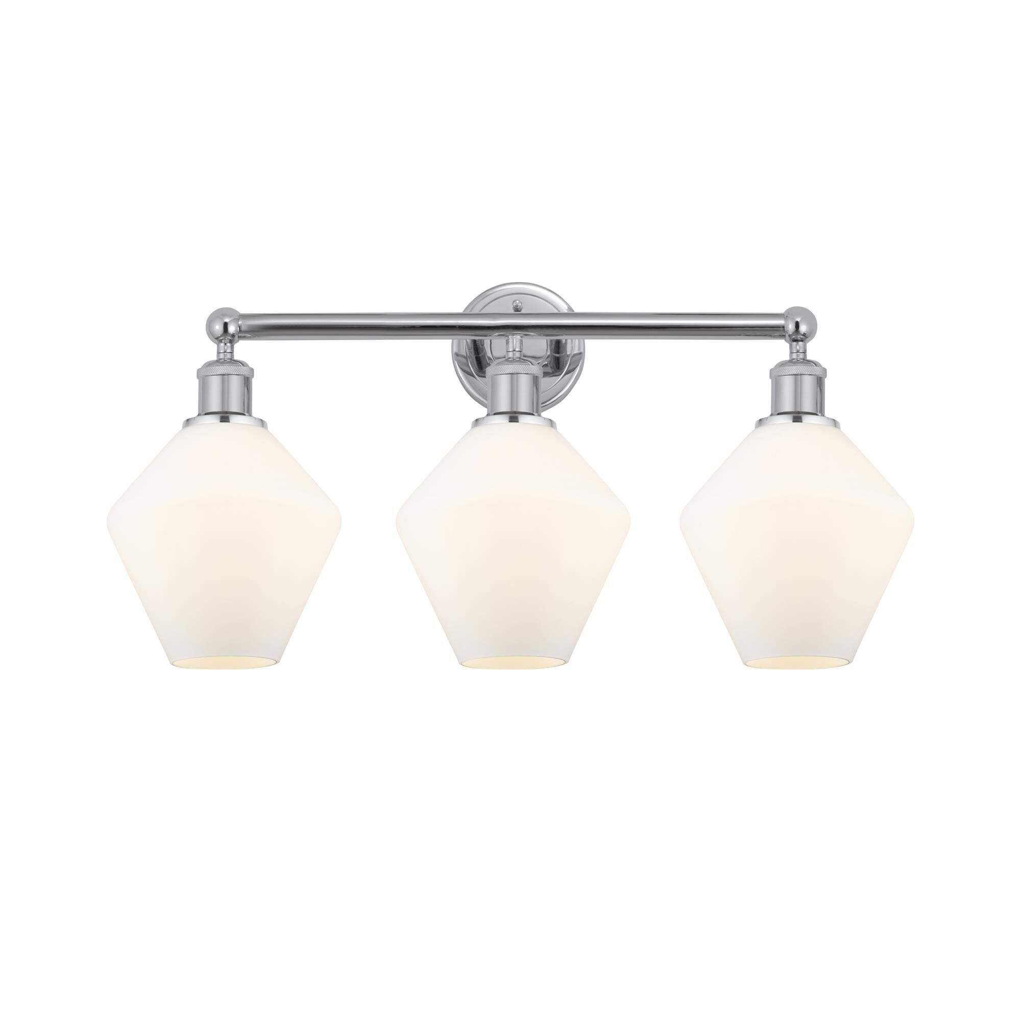 Shown in Polished Chrome finish and Cased Matte White glass