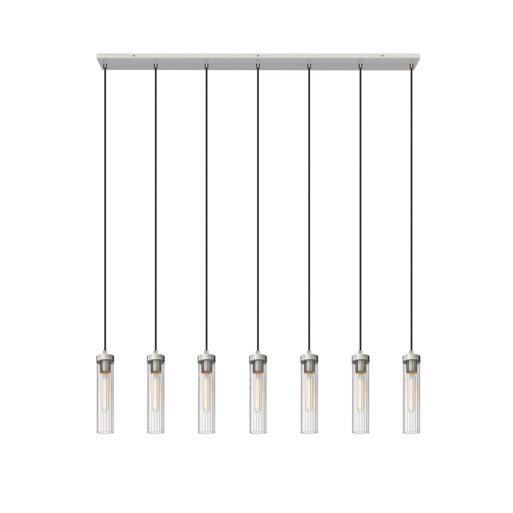 Shown in Brushed Nickel finish and Clear glass