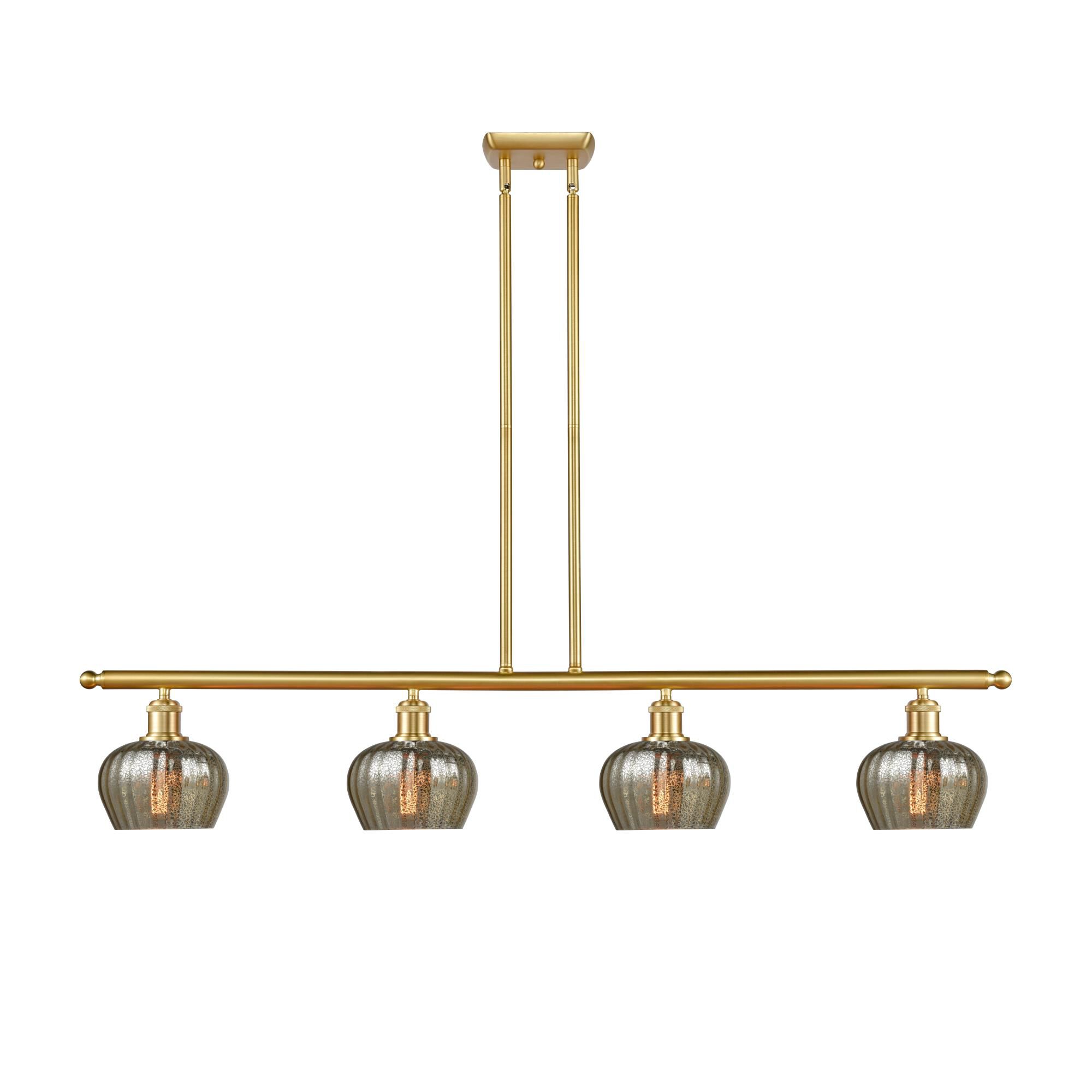 Shown in Satin Gold finish and Mercury Fenton glass